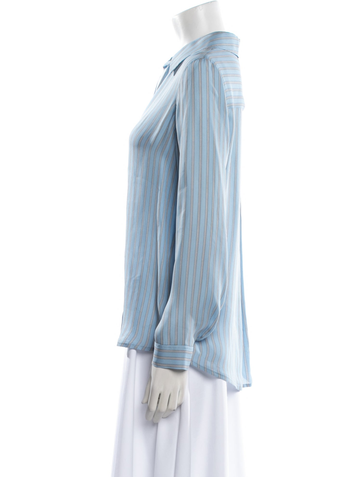 L'Agence Silk Striped Button-Up Top