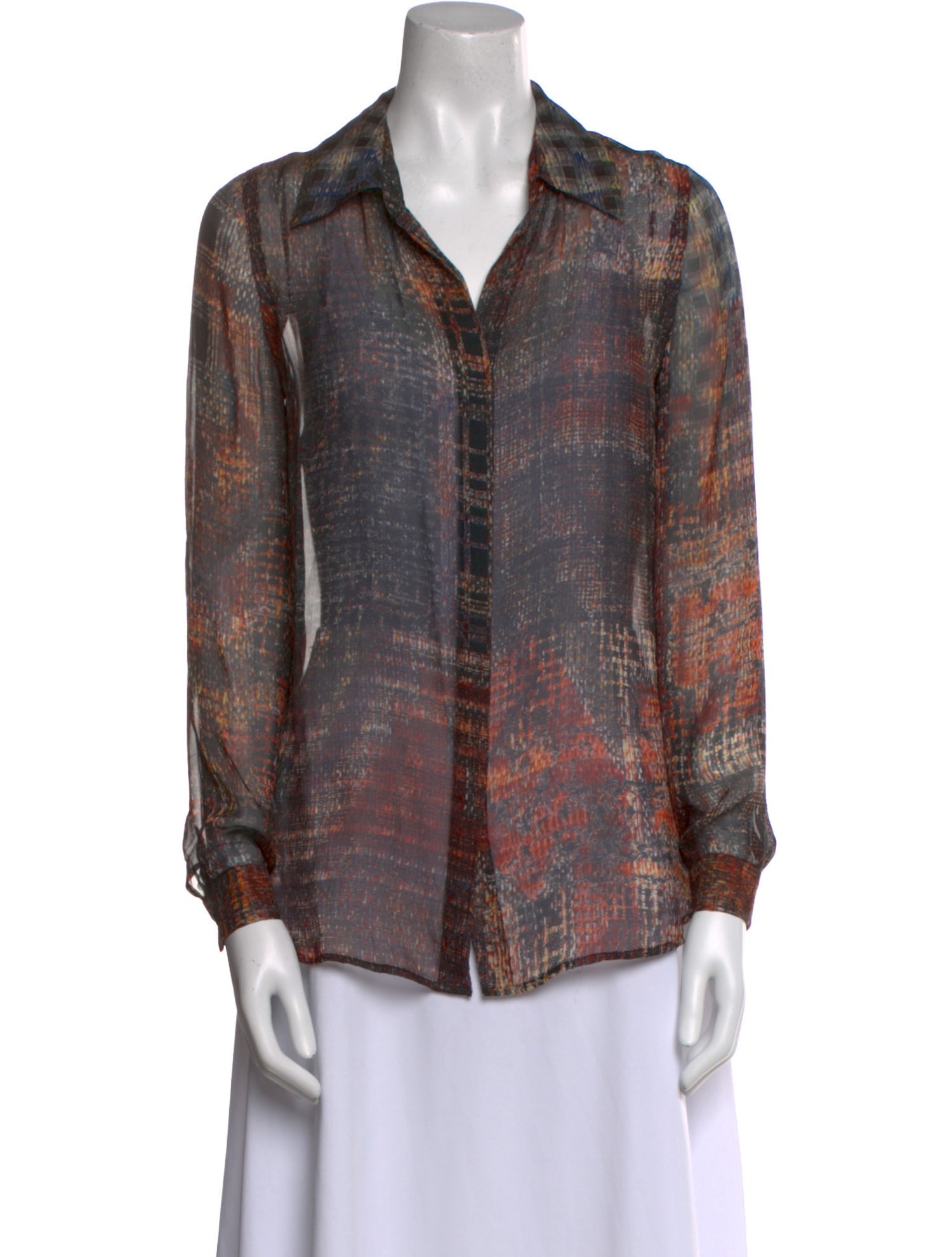 L'Agence Silk Printed Button-Up Top