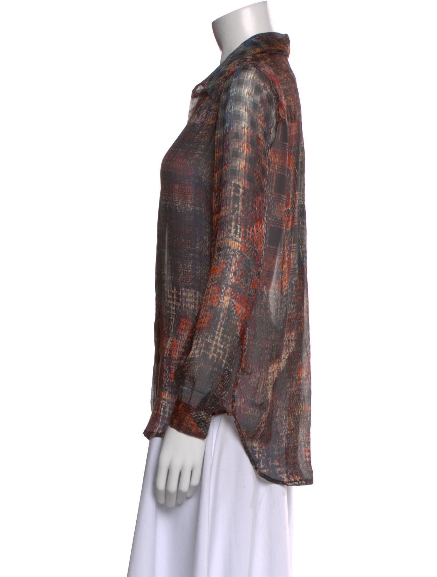 L'Agence Silk Printed Button-Up Top