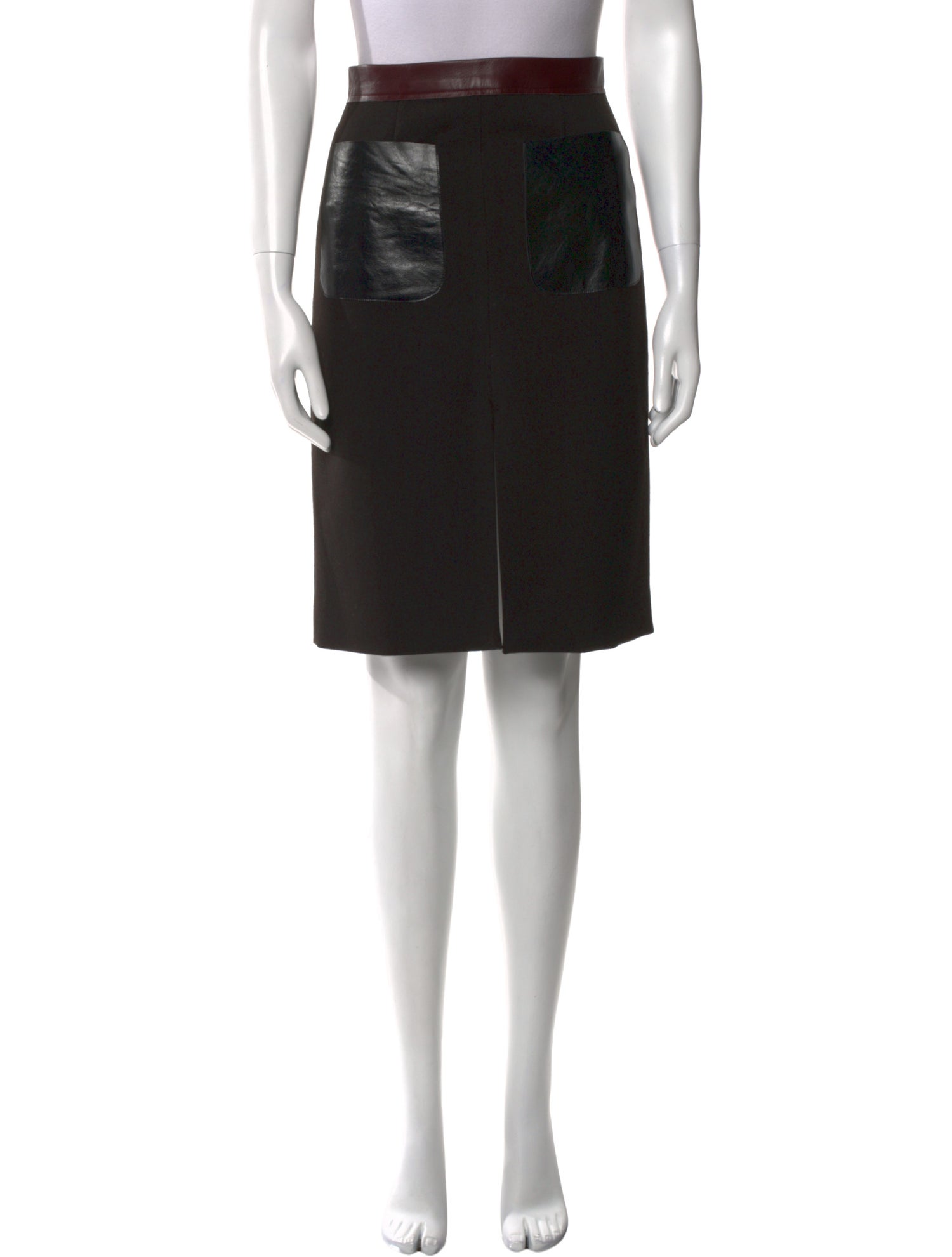 L'Agence Lamb Leather Knee-Length Skirt