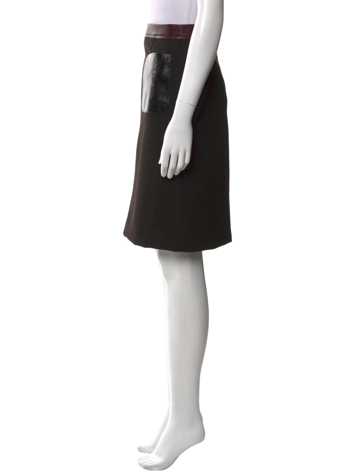 L'Agence Lamb Leather Knee-Length Skirt