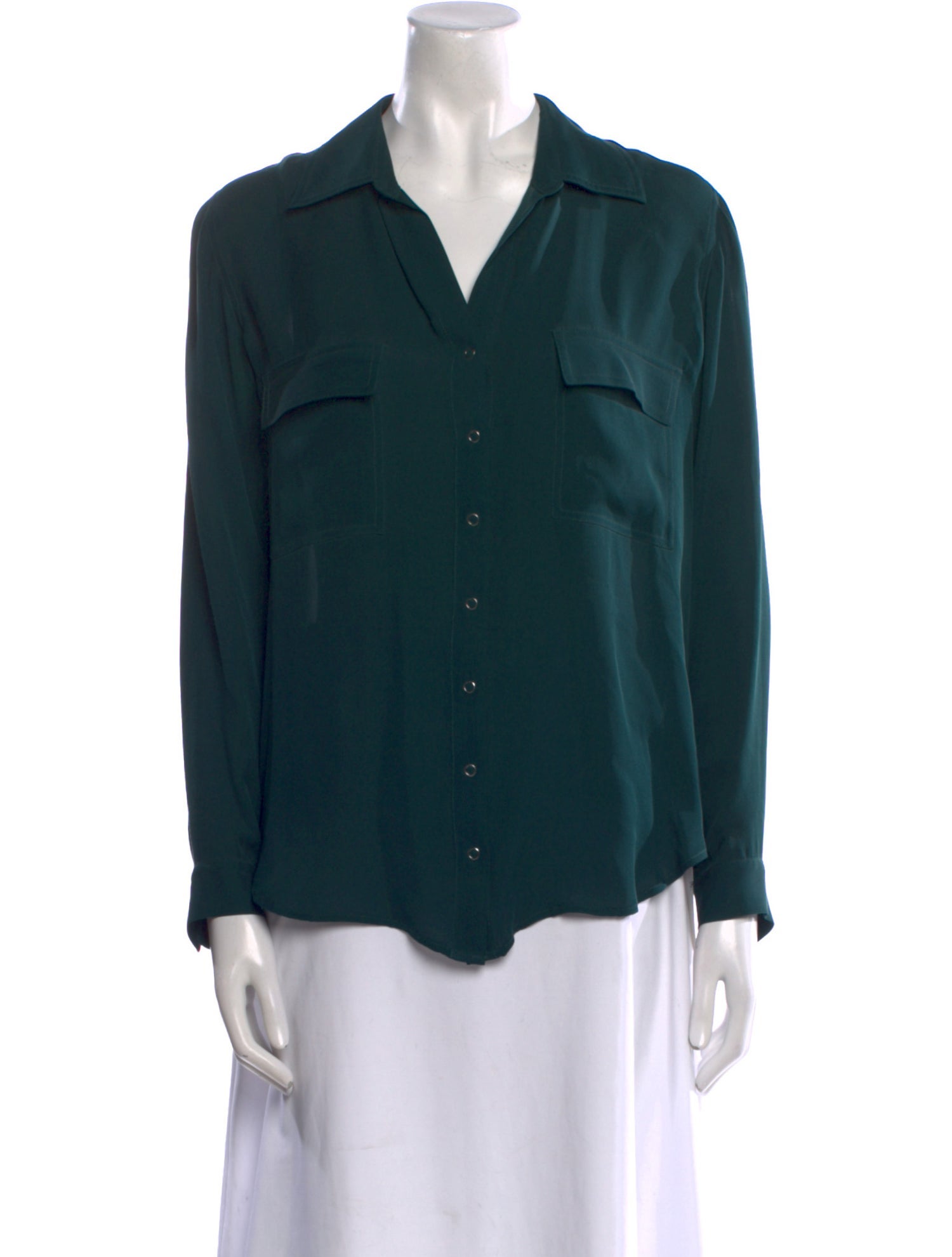L'Agence Silk Long Sleeve Button-Up Top