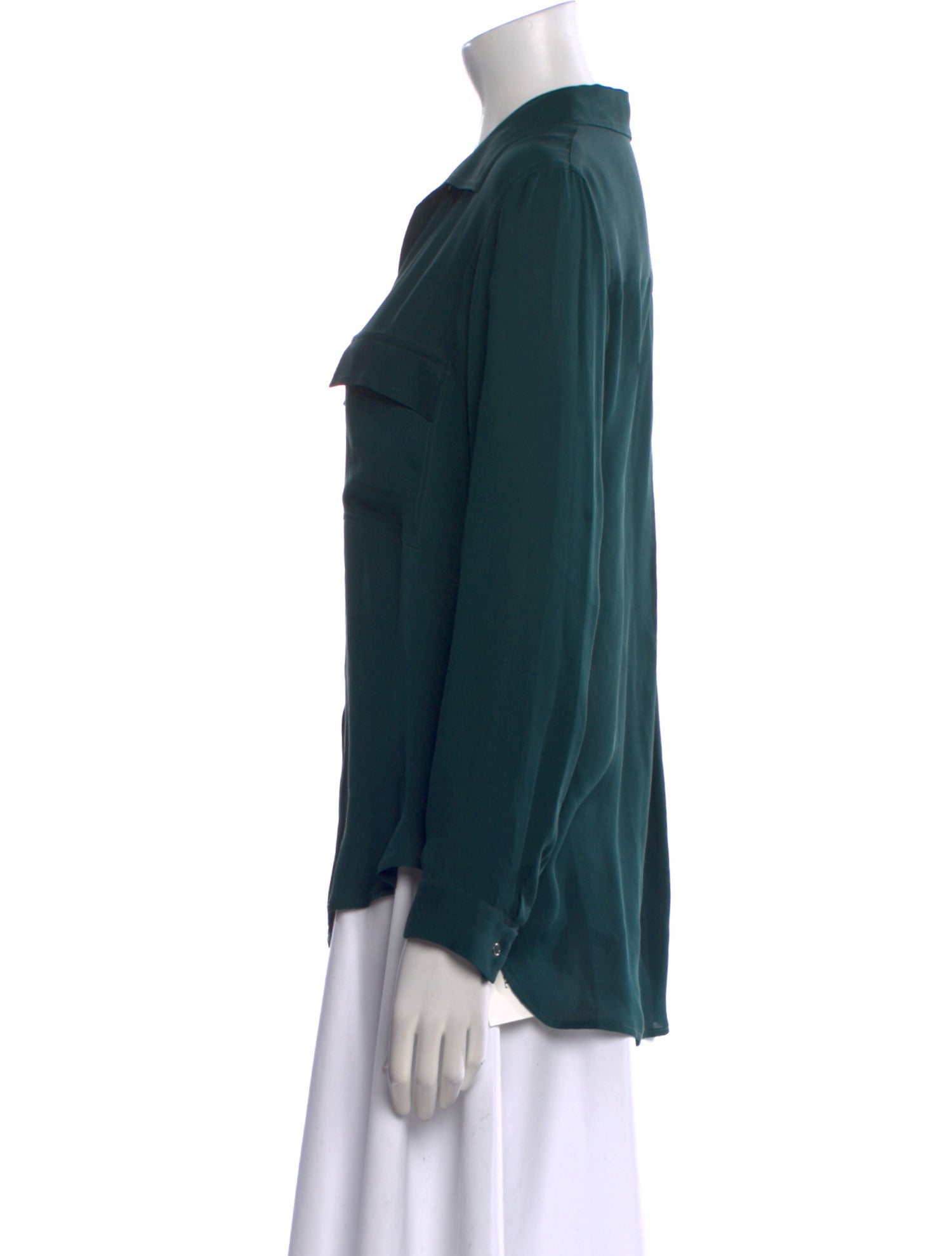 L'Agence Silk Long Sleeve Button-Up Top