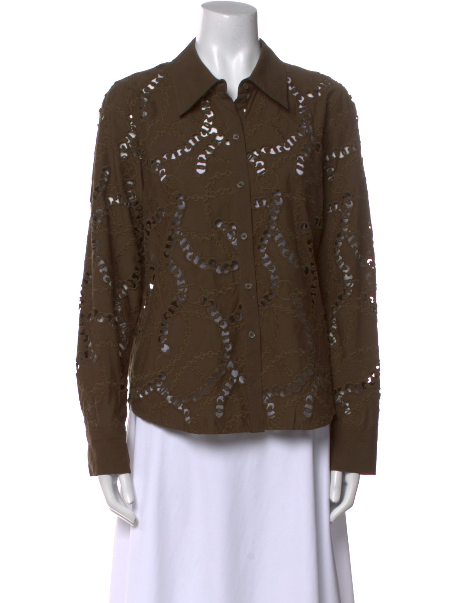 L'Agence Printed Long Sleeve Button-Up Top