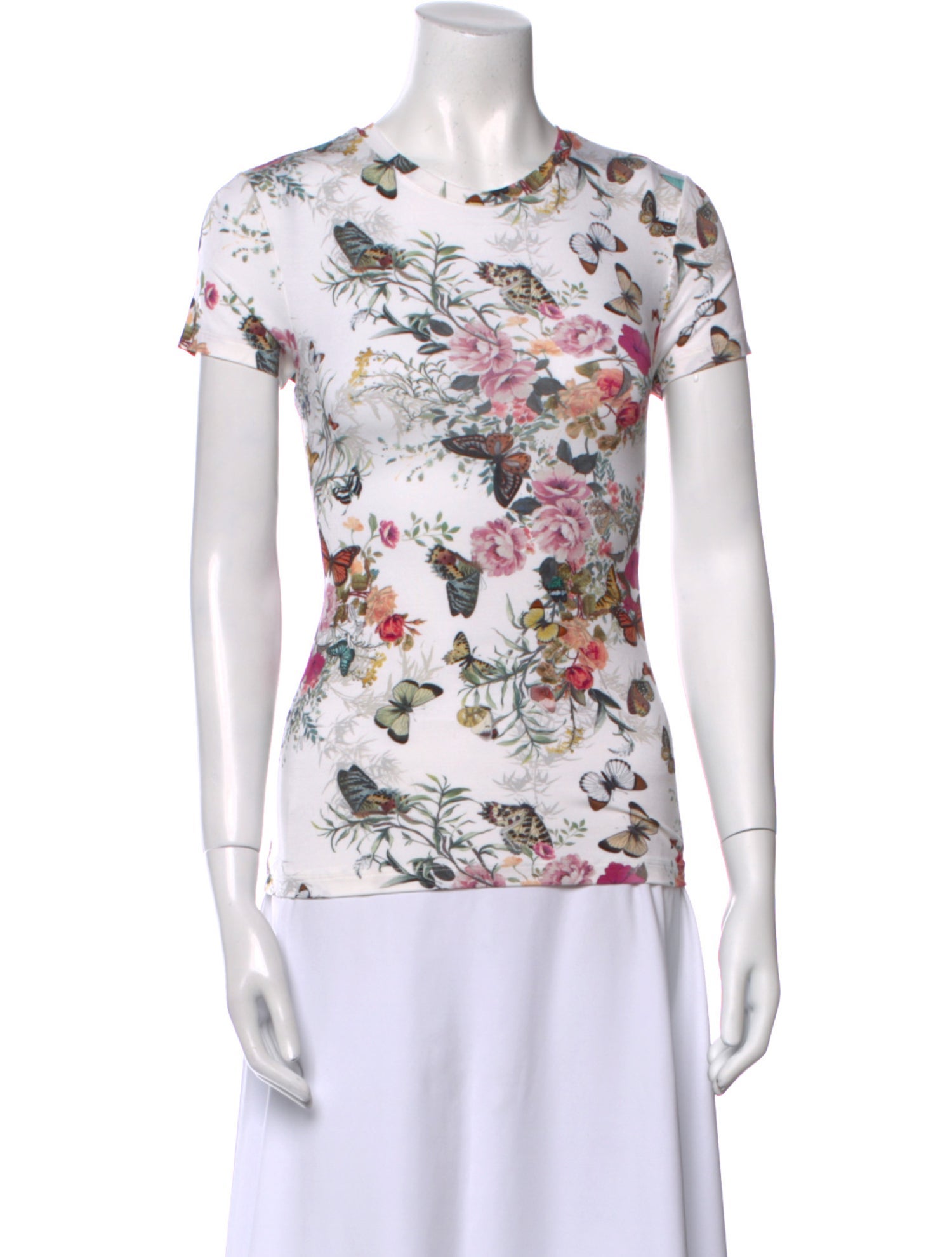 L'Agence Silk Floral Print T-Shirt