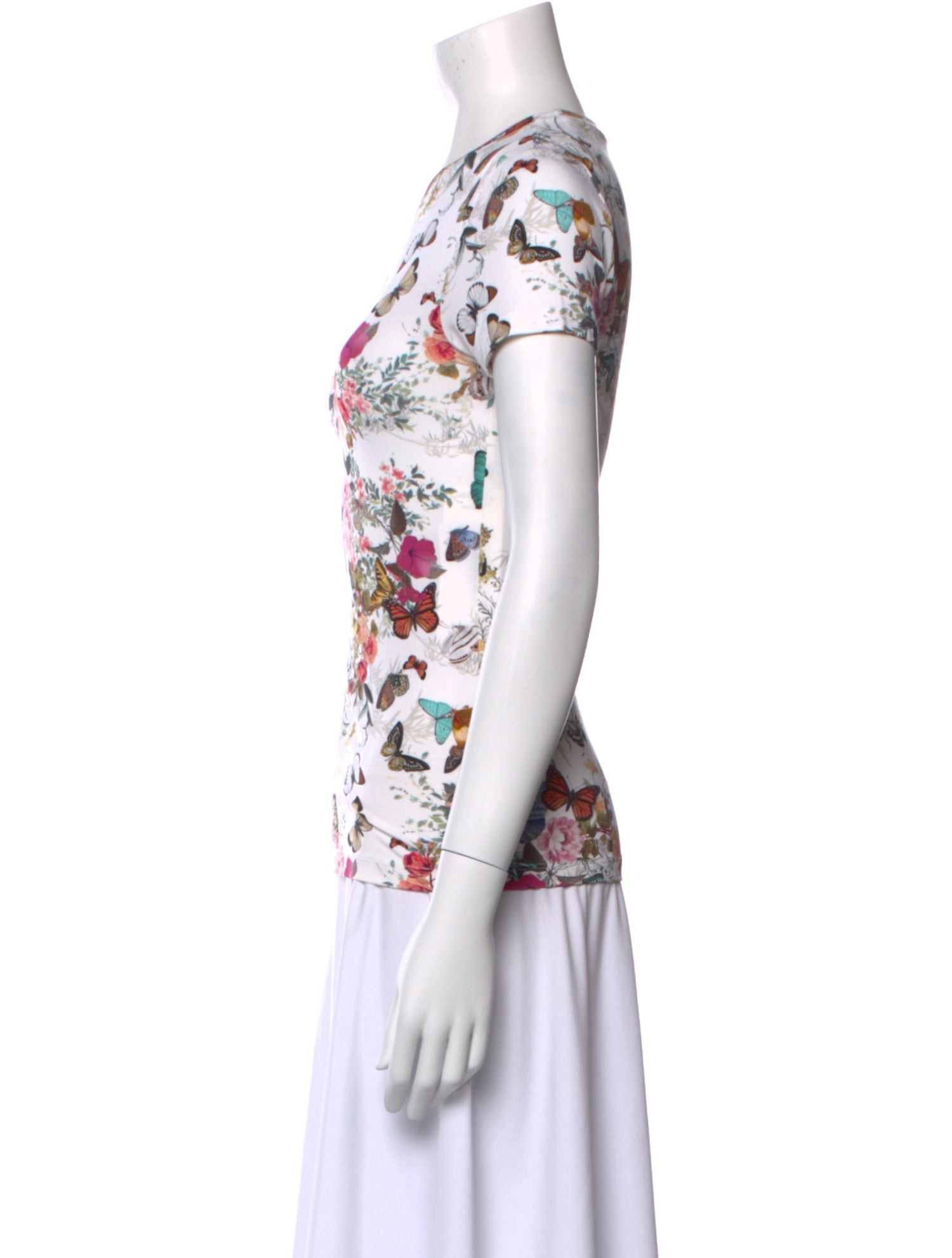 L'Agence Silk Floral Print T-Shirt