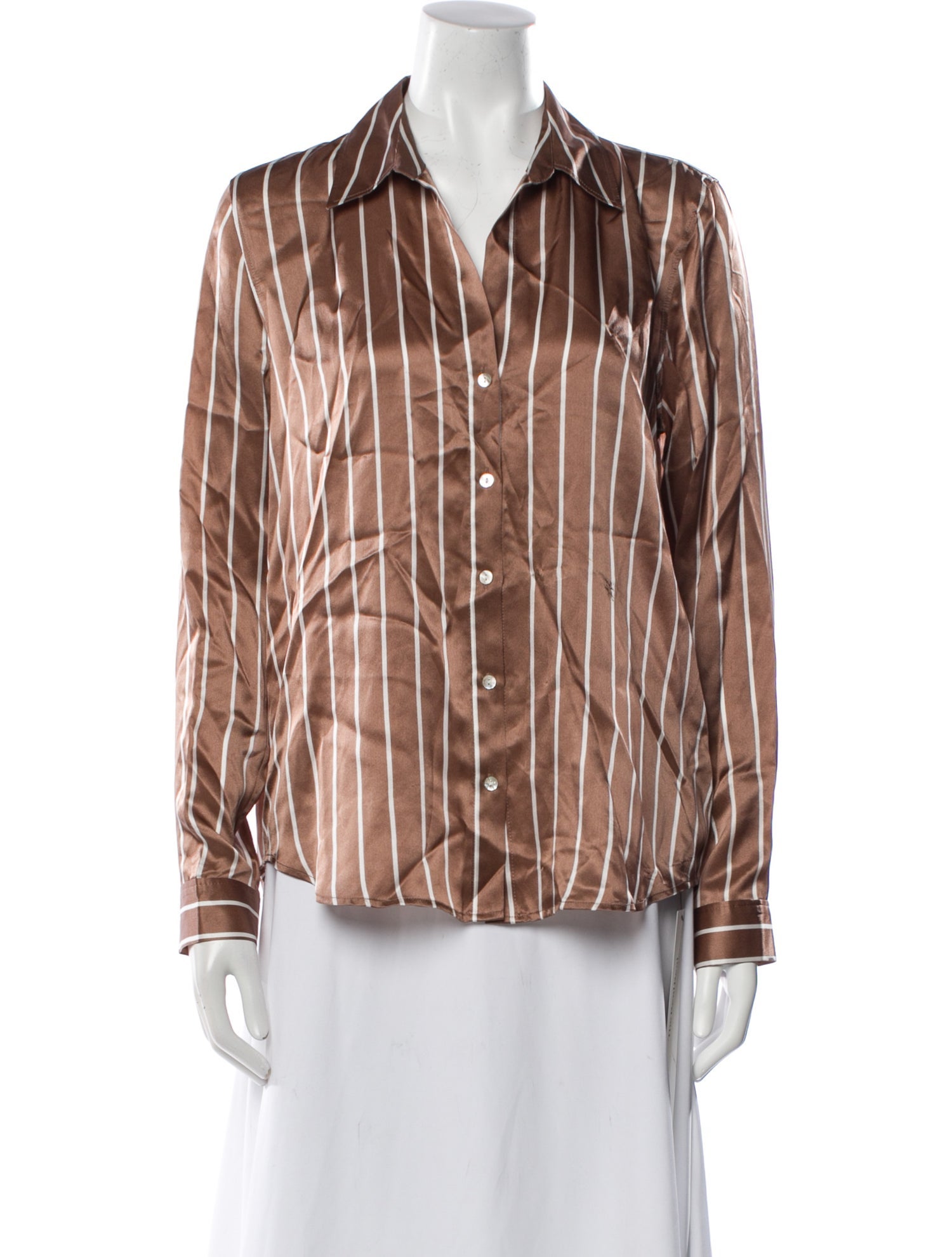 L'Agence Silk Printed Button-Up Top