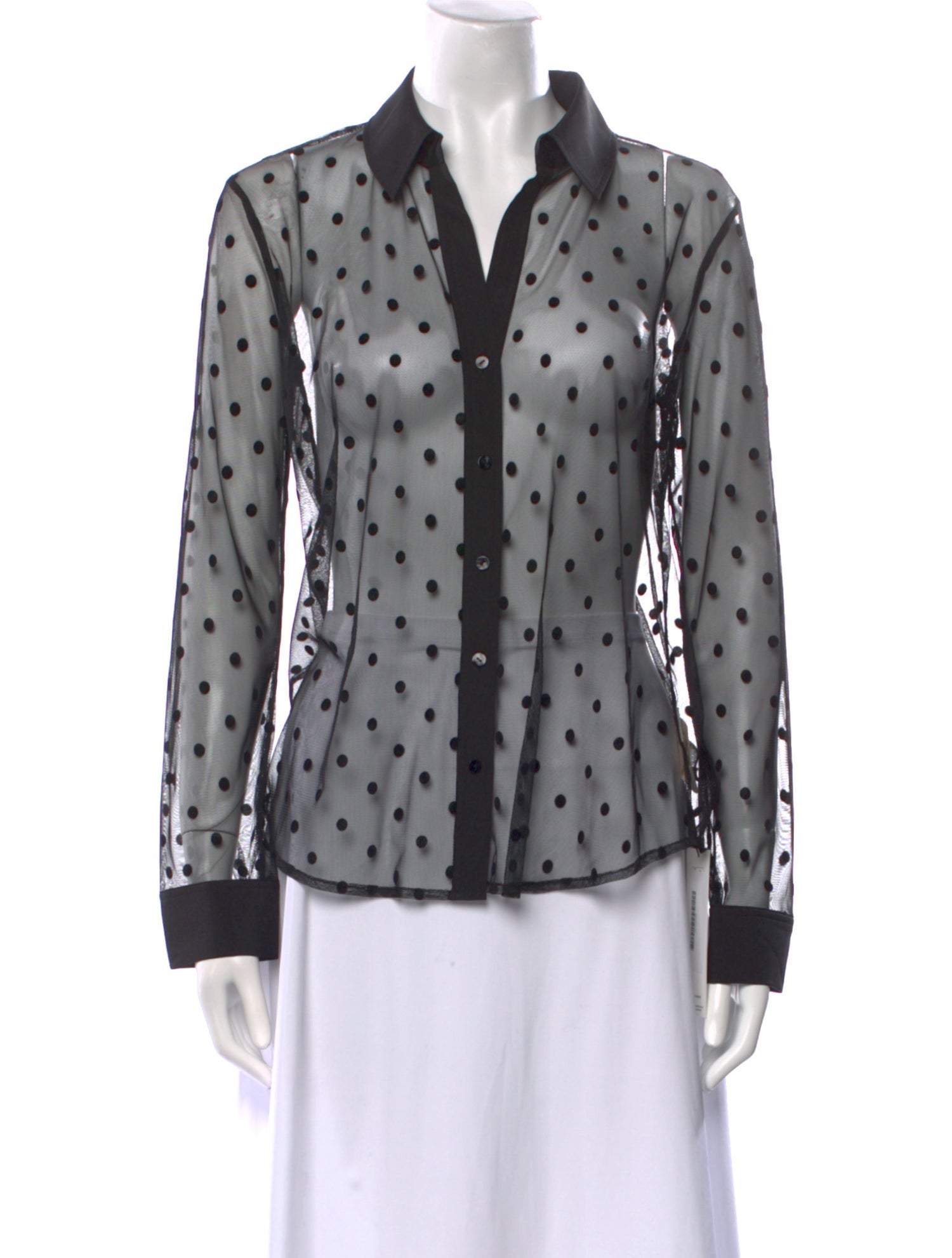 L'Agence Polka Dot Print Long Sleeve Button-Up Top w/ Tags