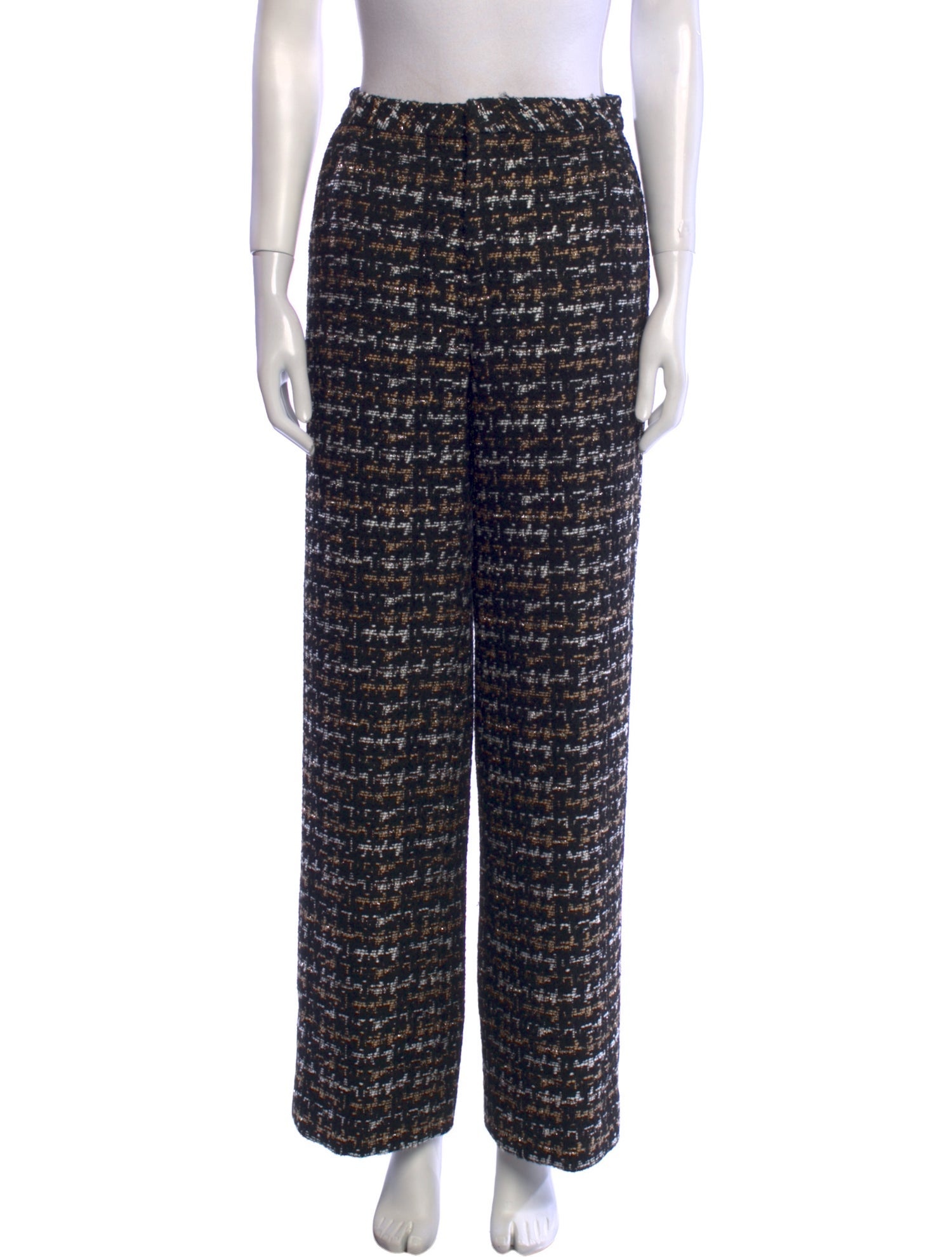 L'Agence Tweed Pattern Wide Leg Pants