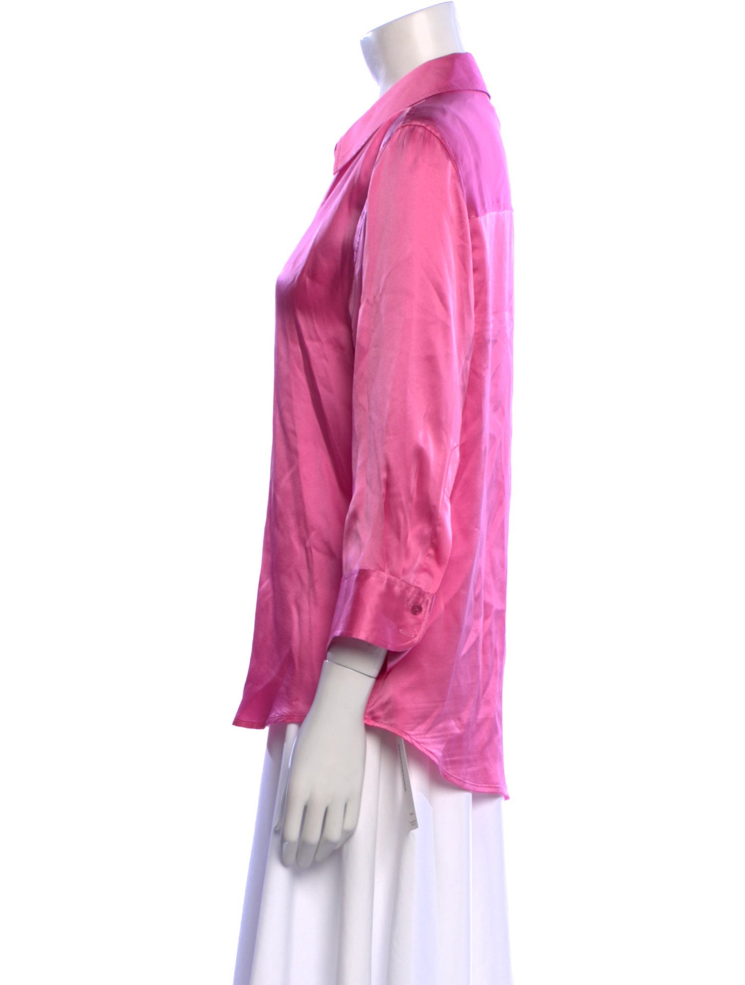 L'Agence Silk V-Neck Button-Up Top