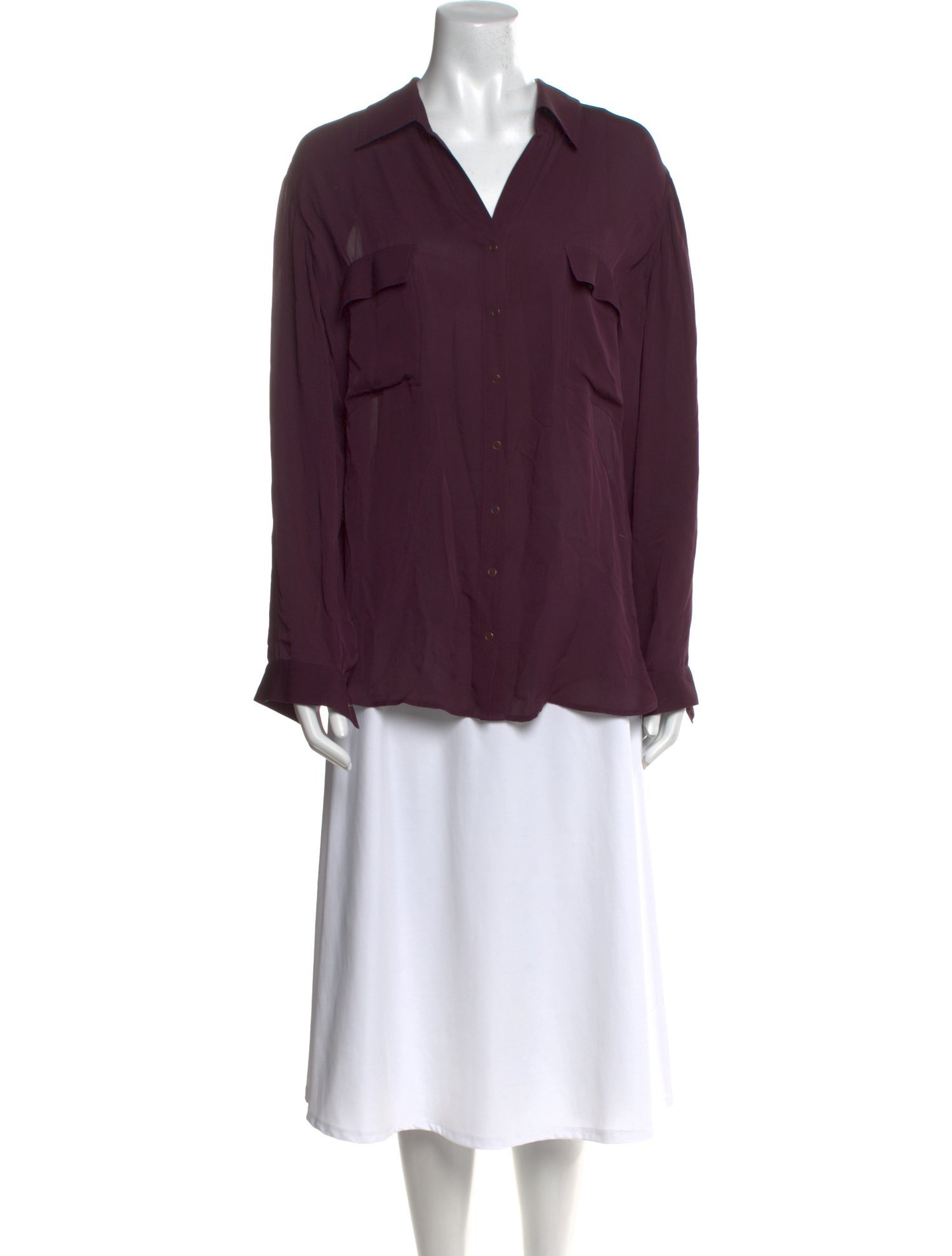 L'Agence Silk Long Sleeve Button-Up Top