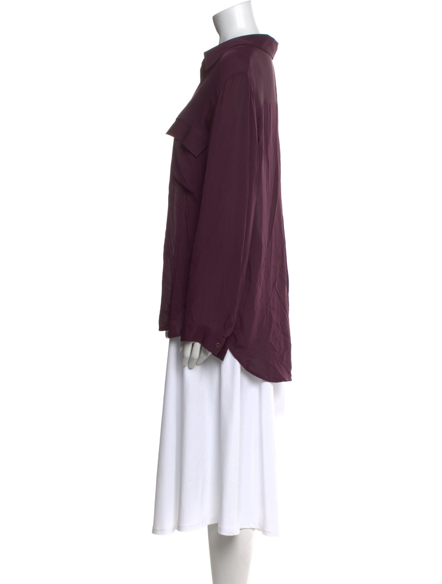 L'Agence Silk Long Sleeve Button-Up Top