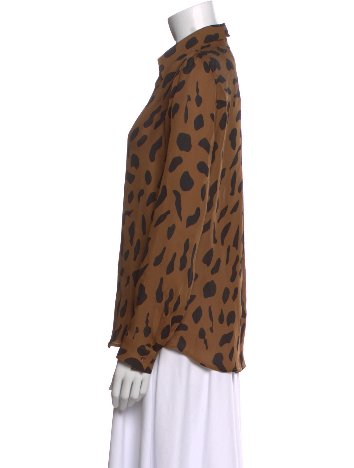L'Agence Silk Animal Print Button-Up Top