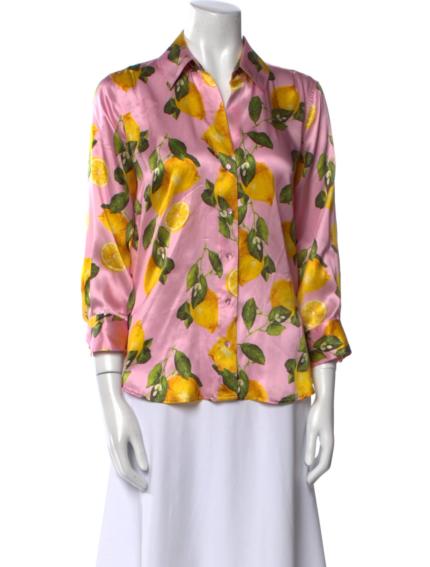 L'Agence Silk Printed Button-Up Top