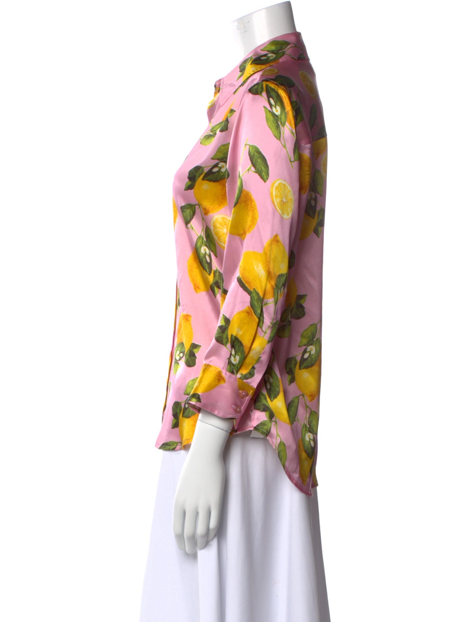 L'Agence Silk Printed Button-Up Top