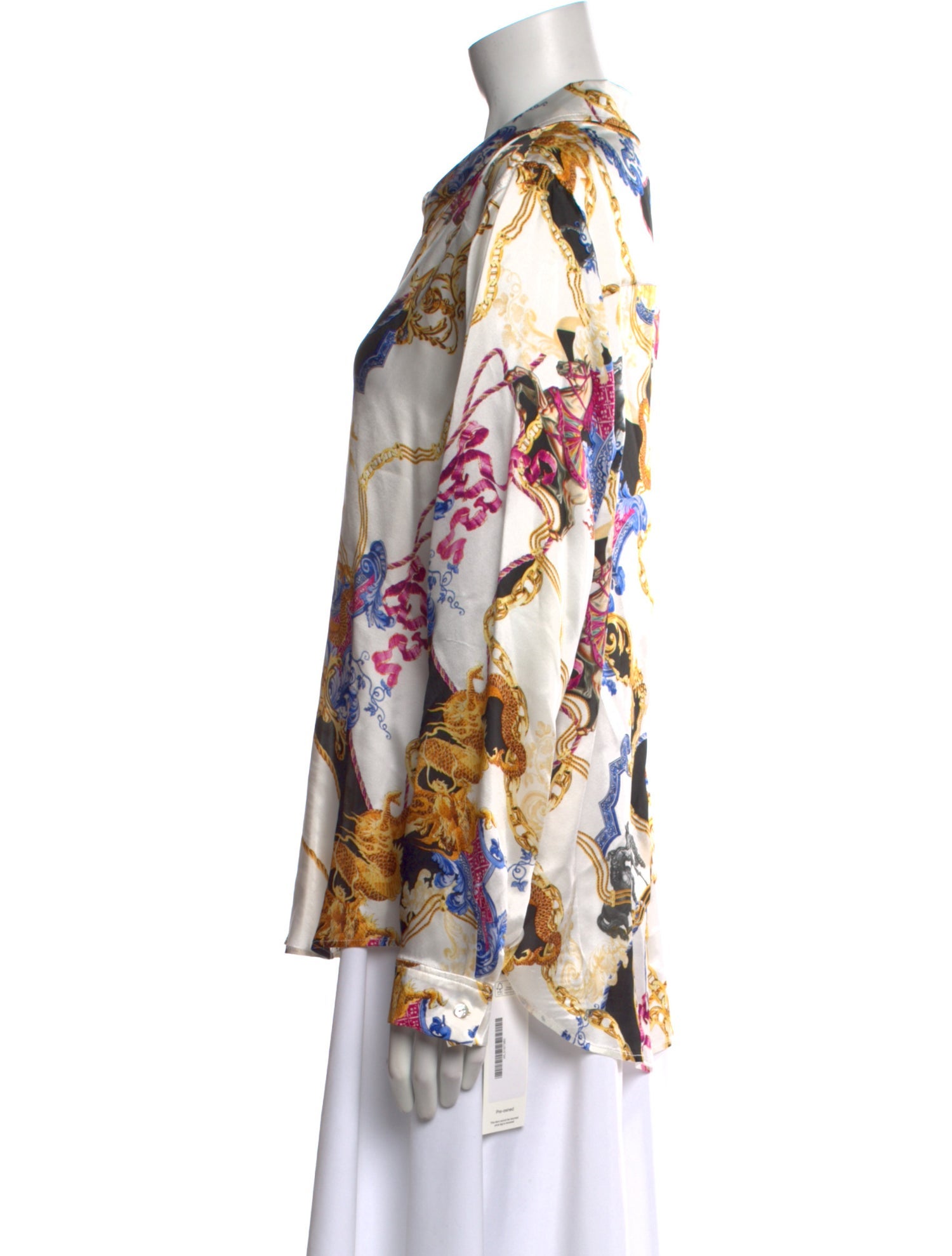 L'Agence Silk Floral Print Button-Up Top