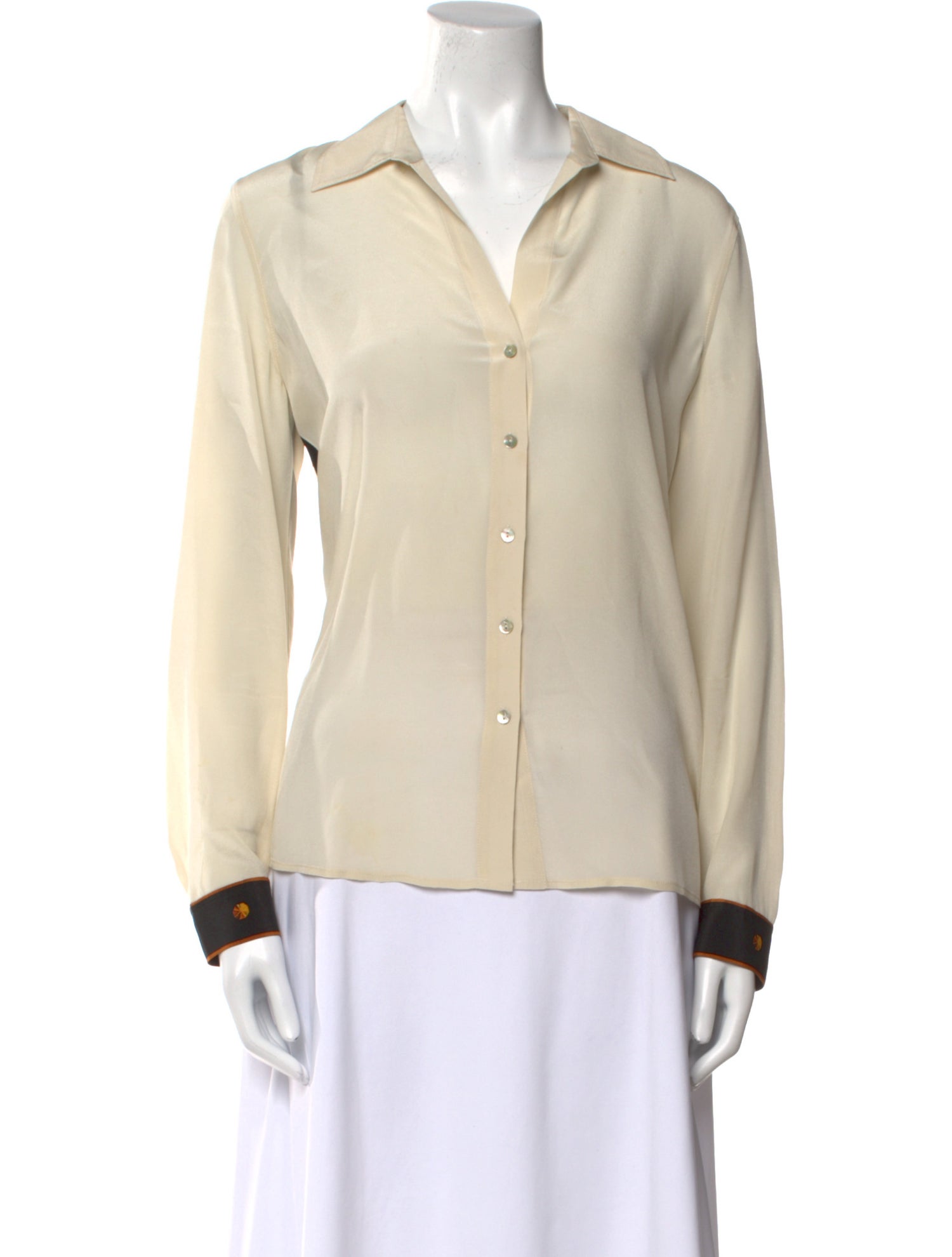 L'Agence Silk Long Sleeve Button-Up Top