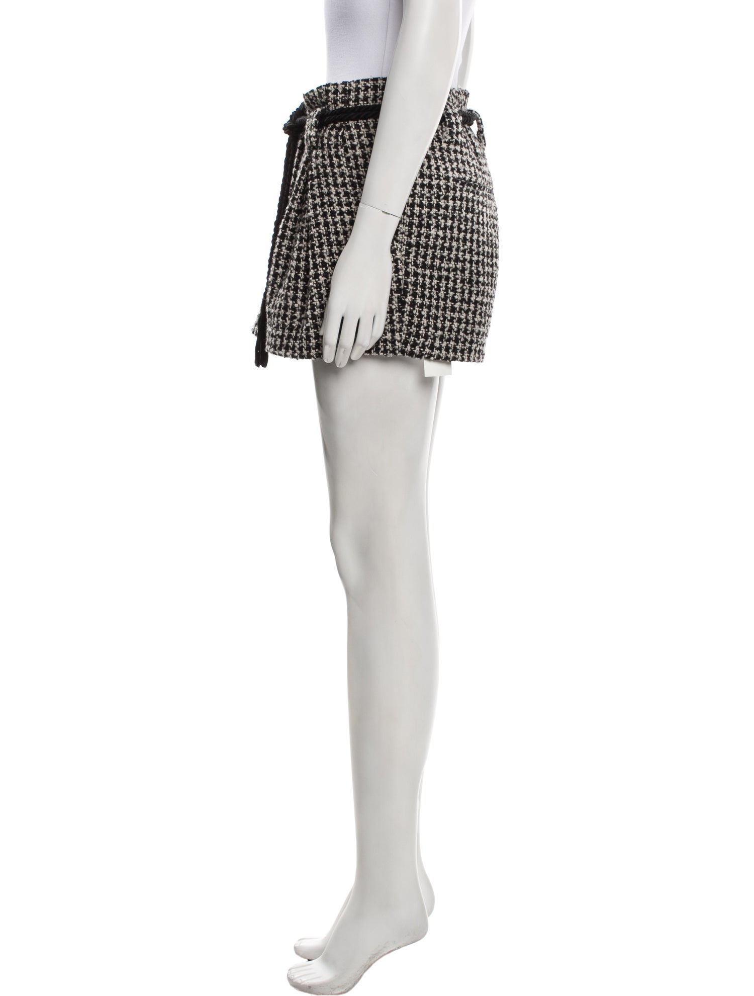 L'Agence Houndstooth Print Mini Shorts