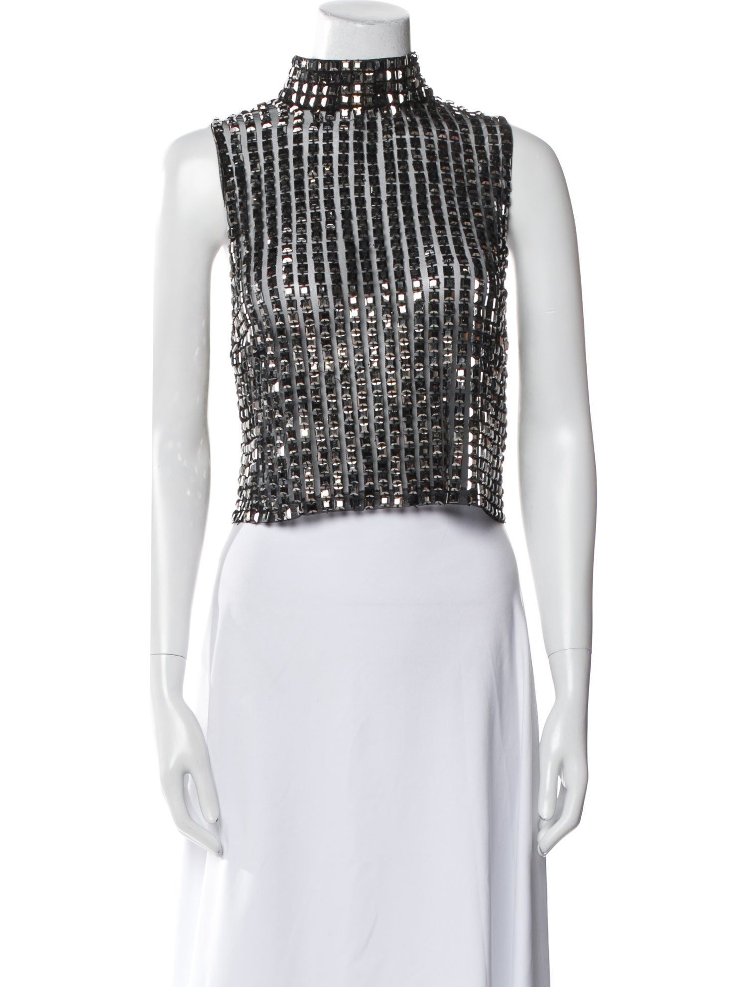 L'Agence Striped Mock Neck Crop Top