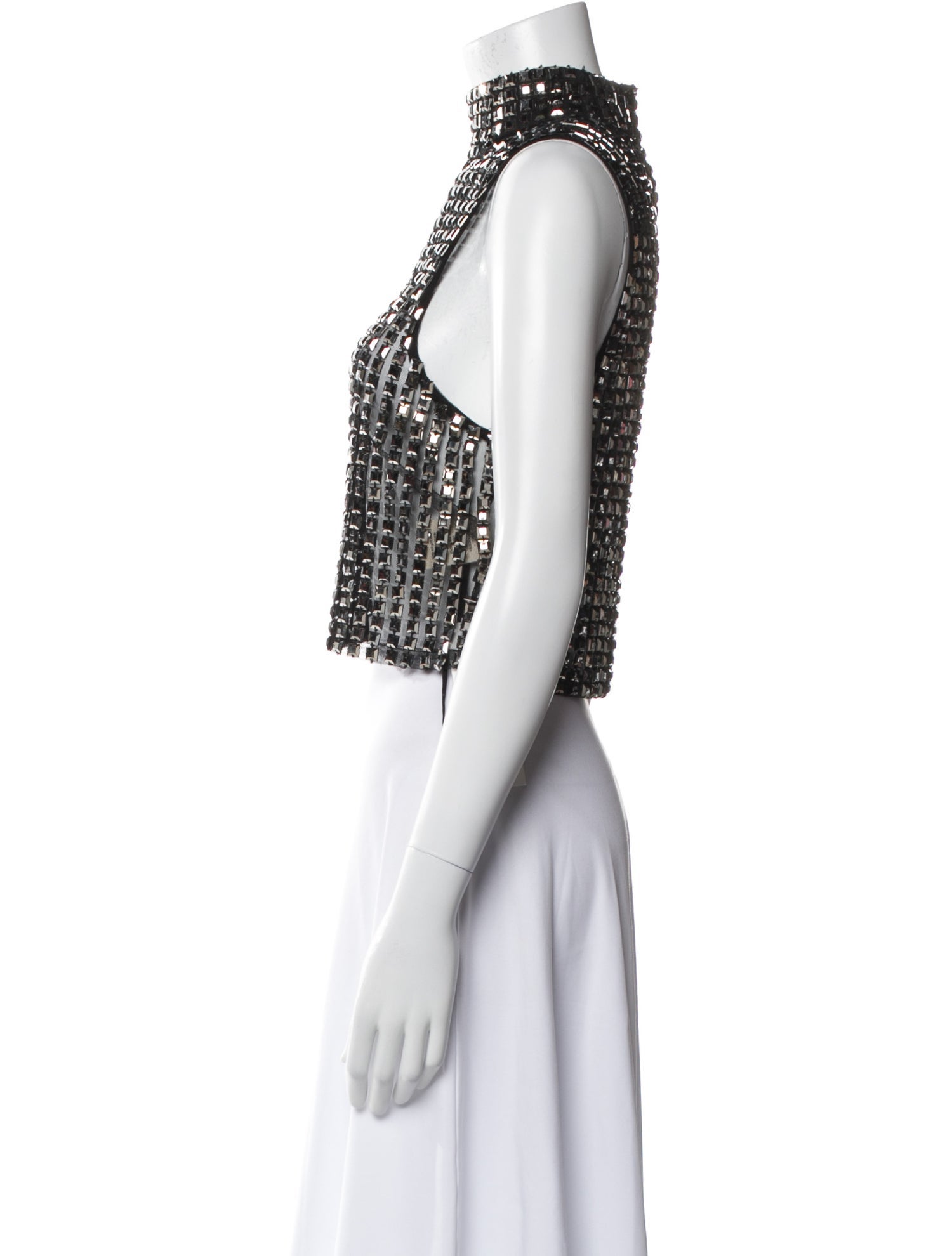 L'Agence Striped Mock Neck Crop Top