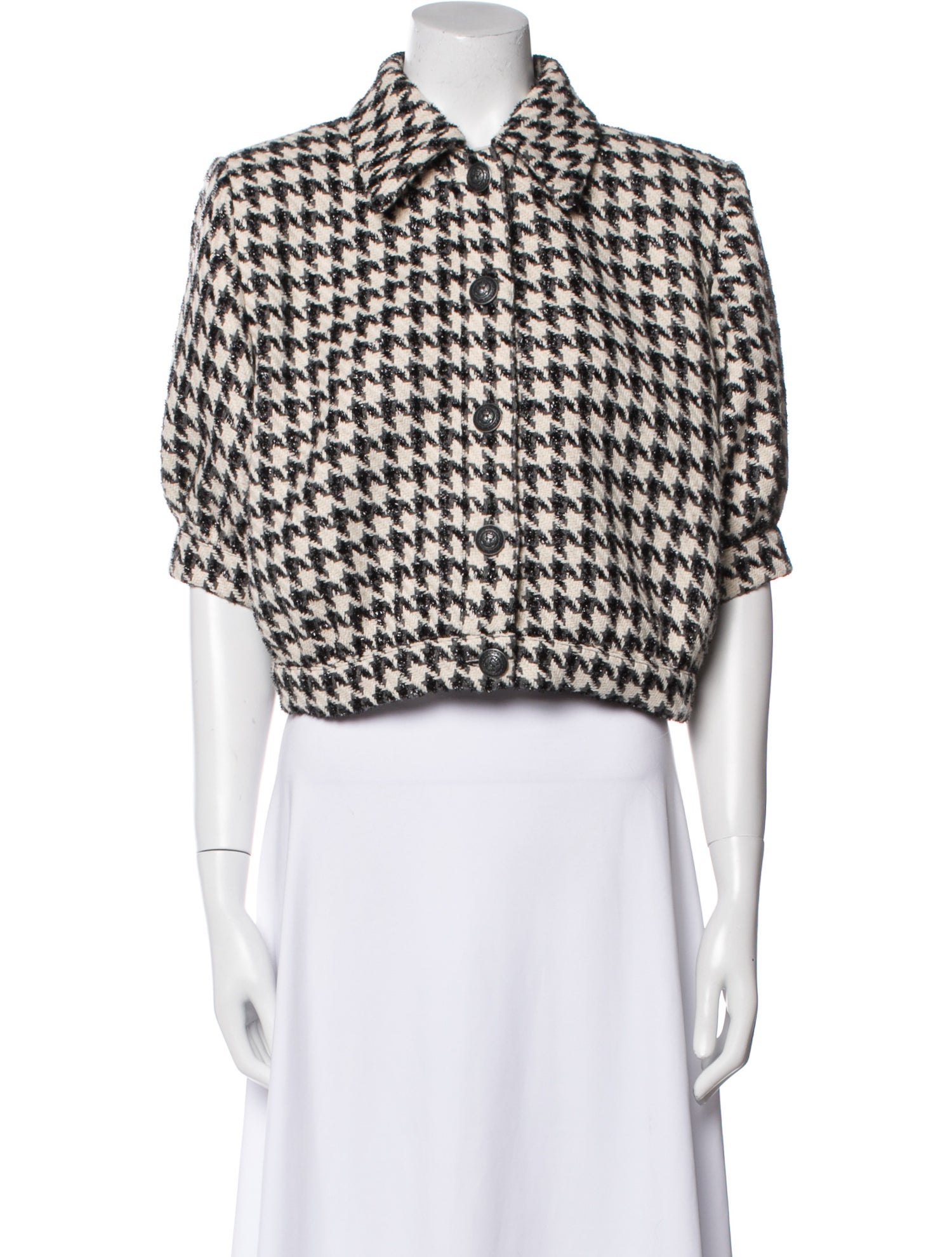 L'Agence Tweed Houndstooth Print Jacket