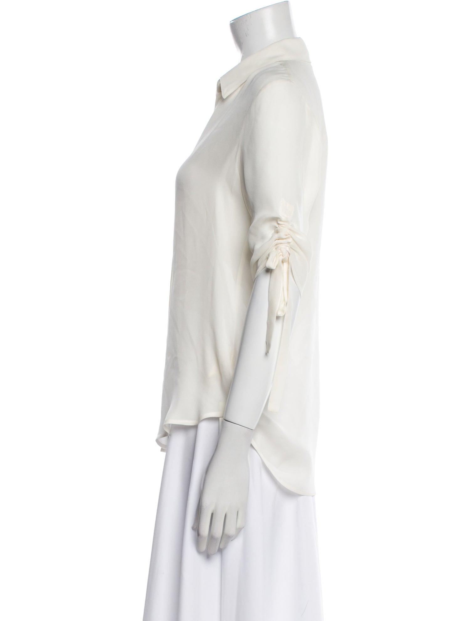 L'Agence Silk Three-Quarter Sleeve Button-Up Top