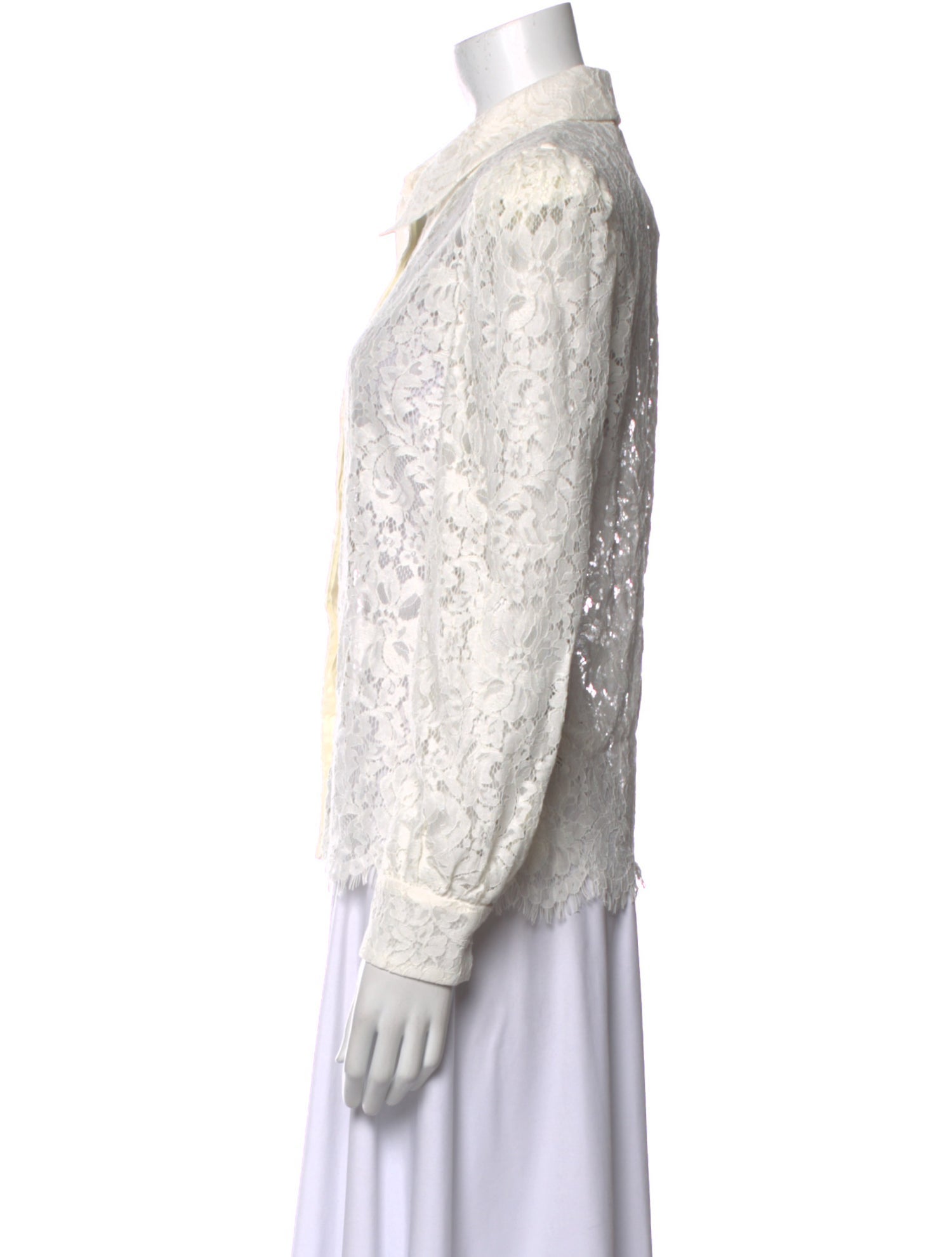 L'Agence Nylon Lace Pattern Button-Up Top w/ Tags