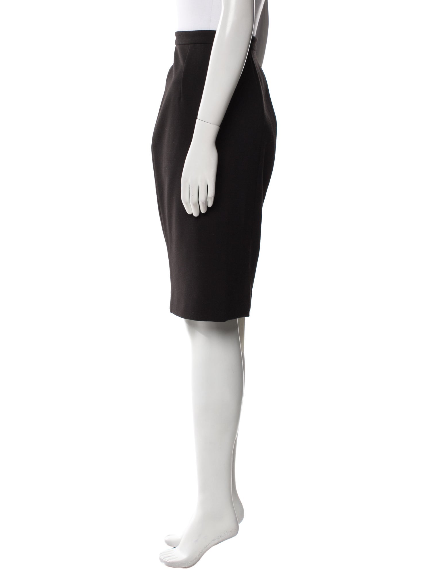 L'Agence Leather Trim Embellishment Knee-Length Skirt