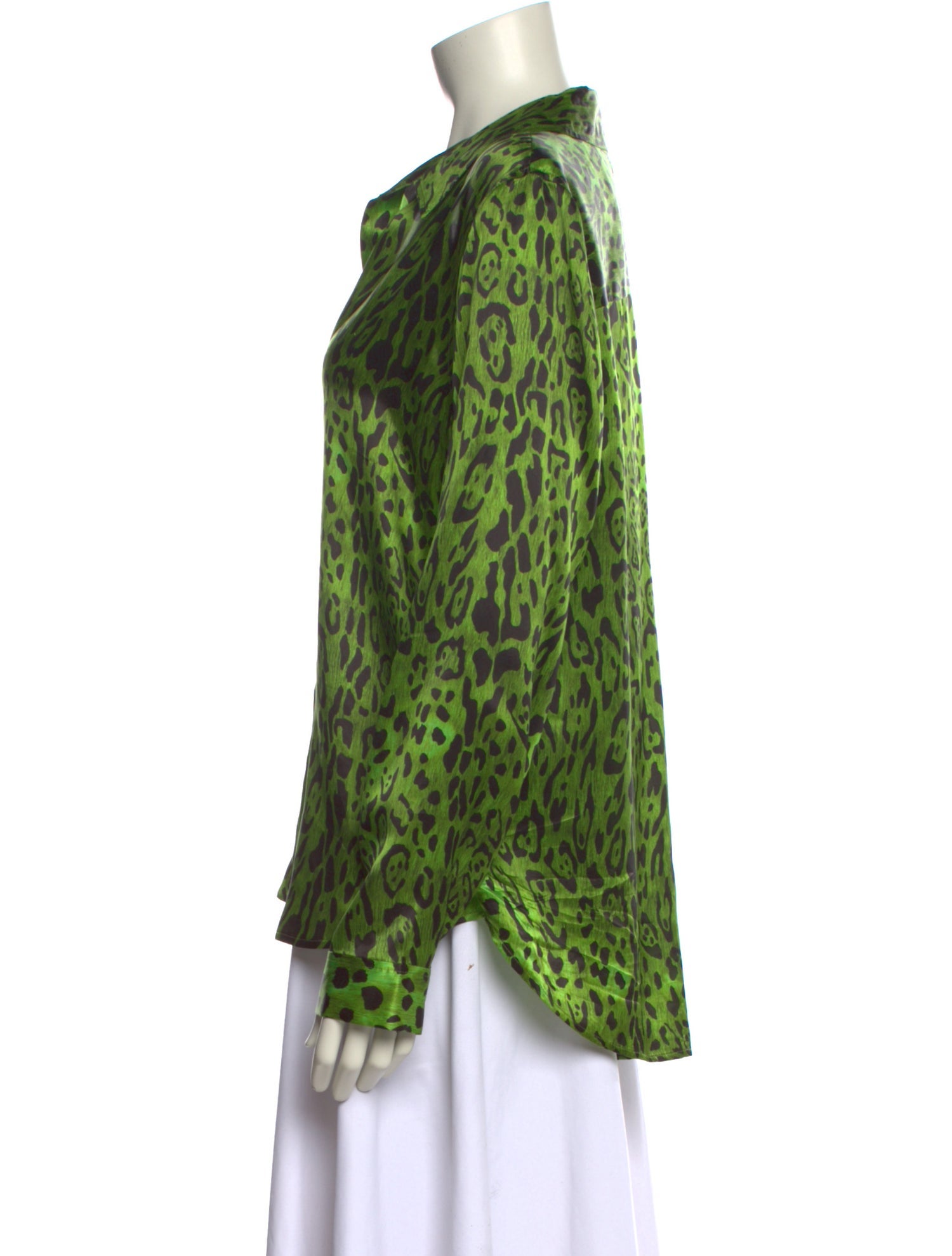 L'Agence Silk Animal Print Button-Up Top