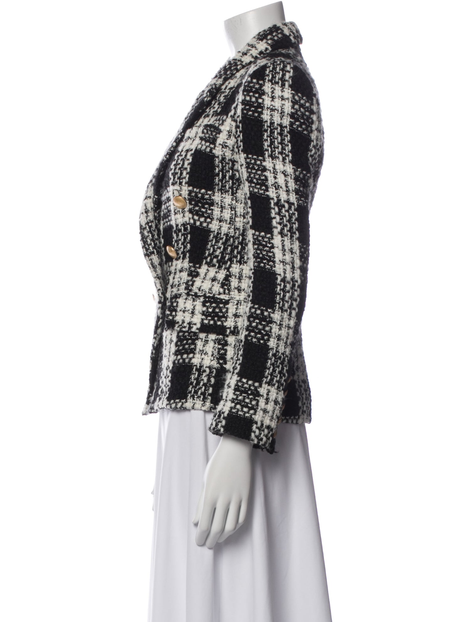 L'Agence Wool Plaid Print Blazer