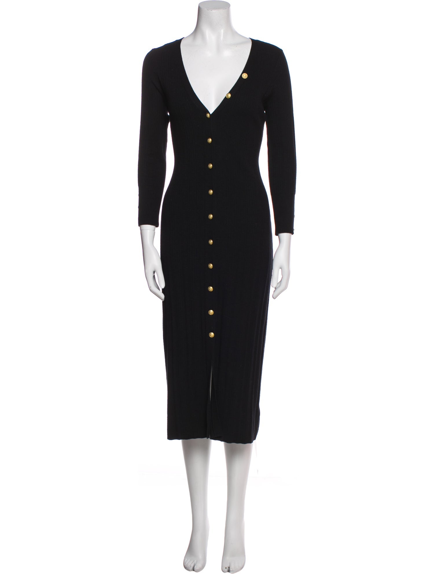 L'Agence V-Neck Midi Length Dress