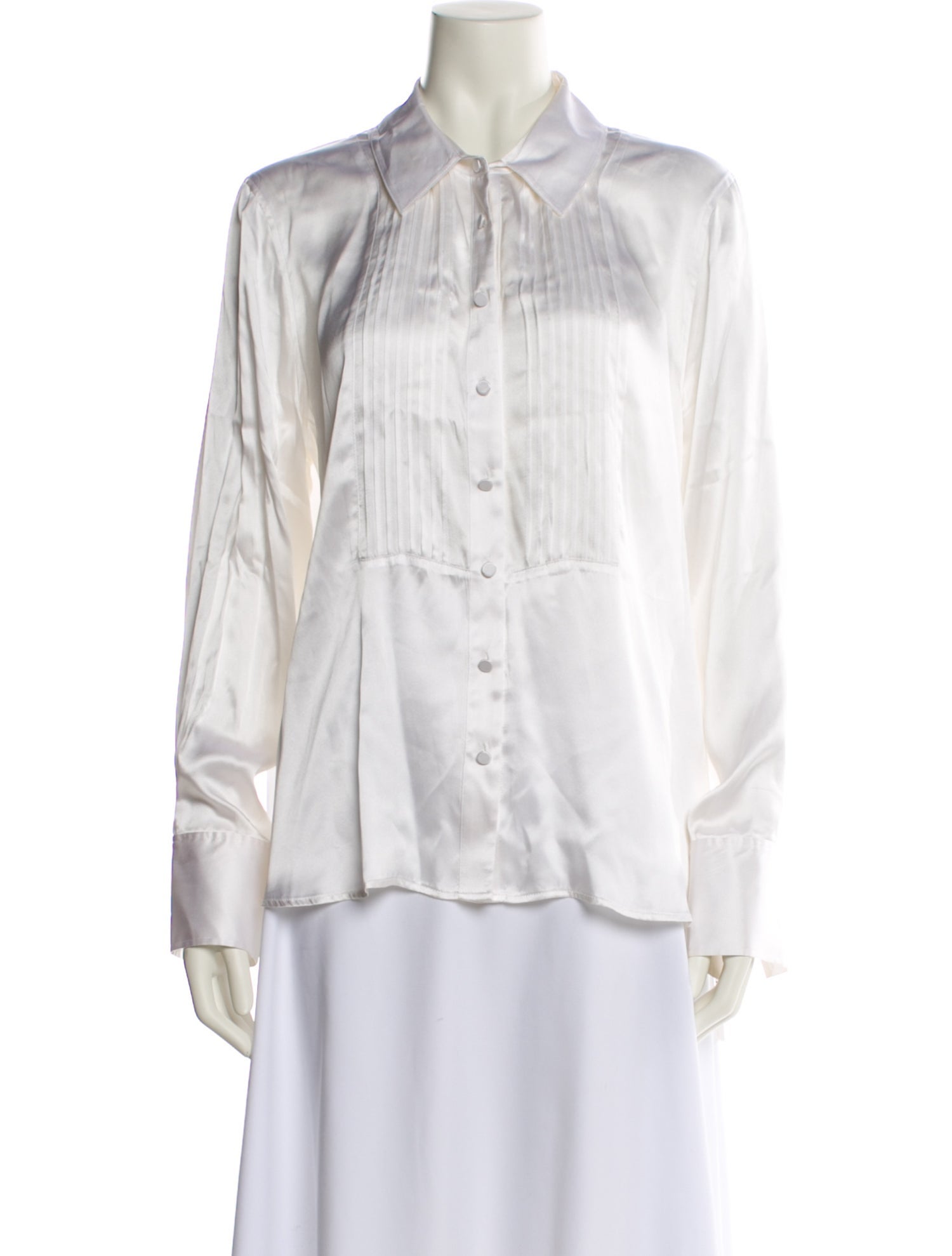L'Agence Silk Long Sleeve Button-Up Top