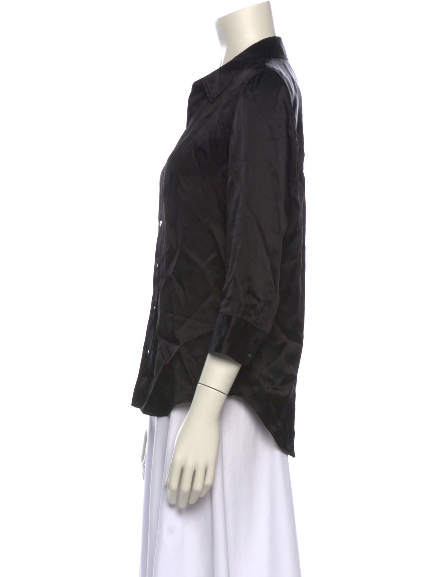 L'Agence Silk V-Neck Button-Up Top