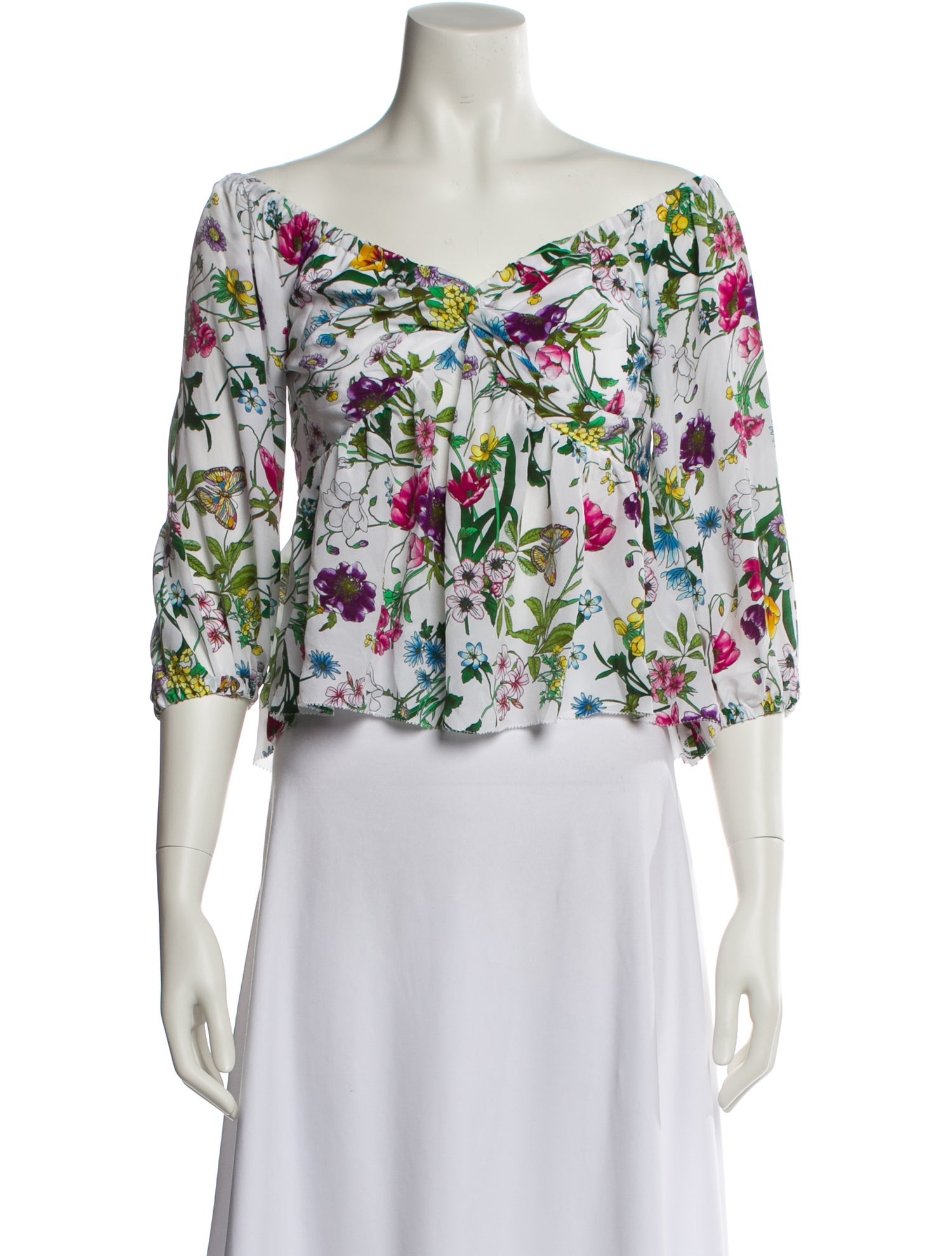 L'Agence Silk Floral Print Crop Top w/ Tags