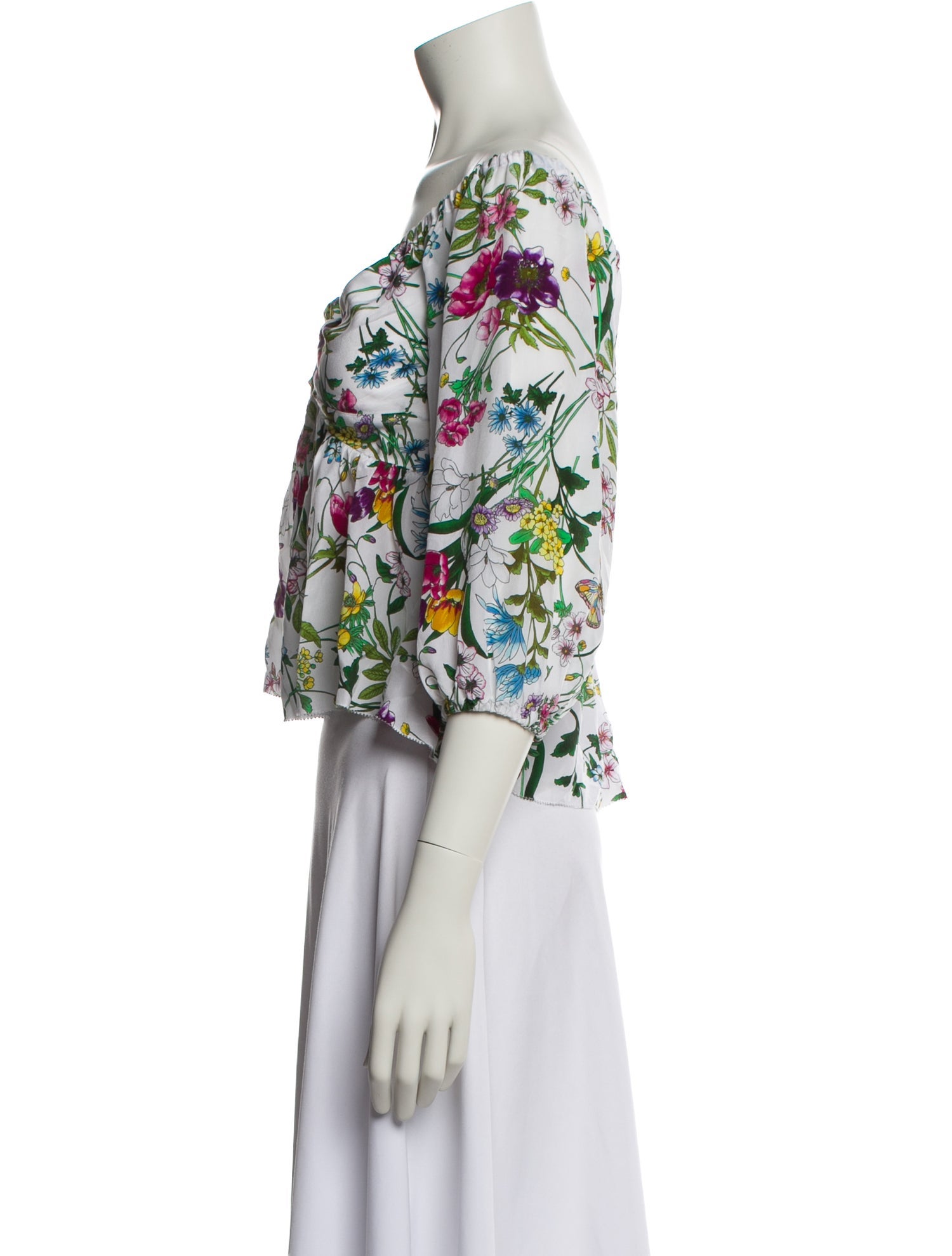 L'Agence Silk Floral Print Crop Top w/ Tags