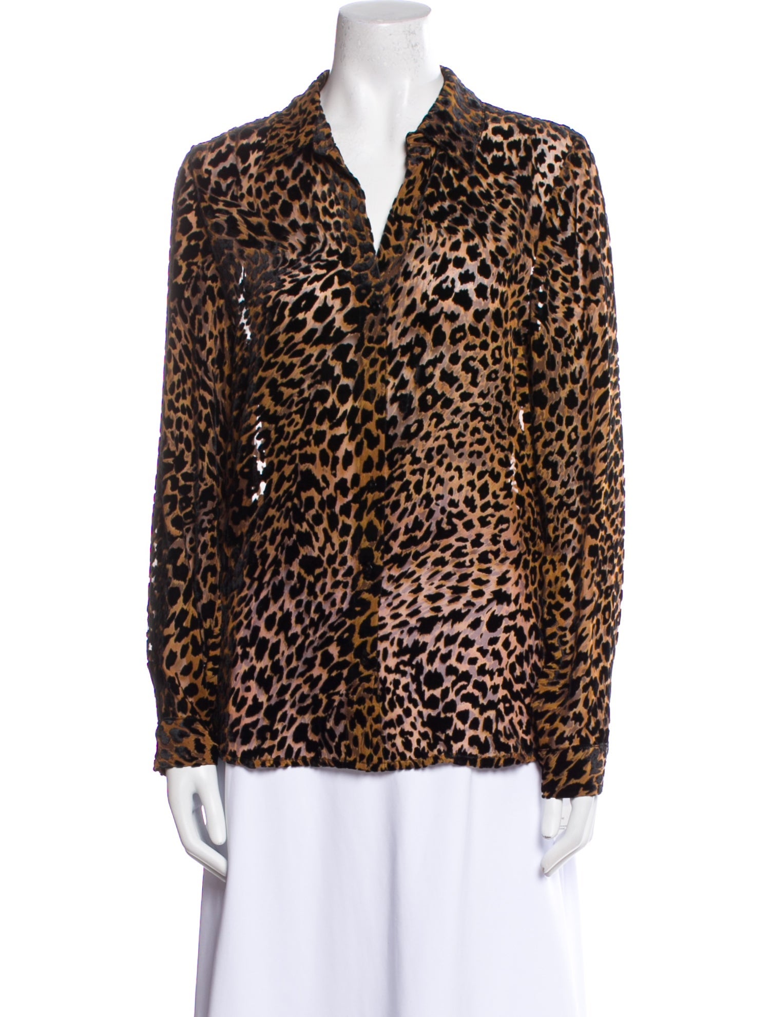 L'Agence Animal Print Long Sleeve Blouse