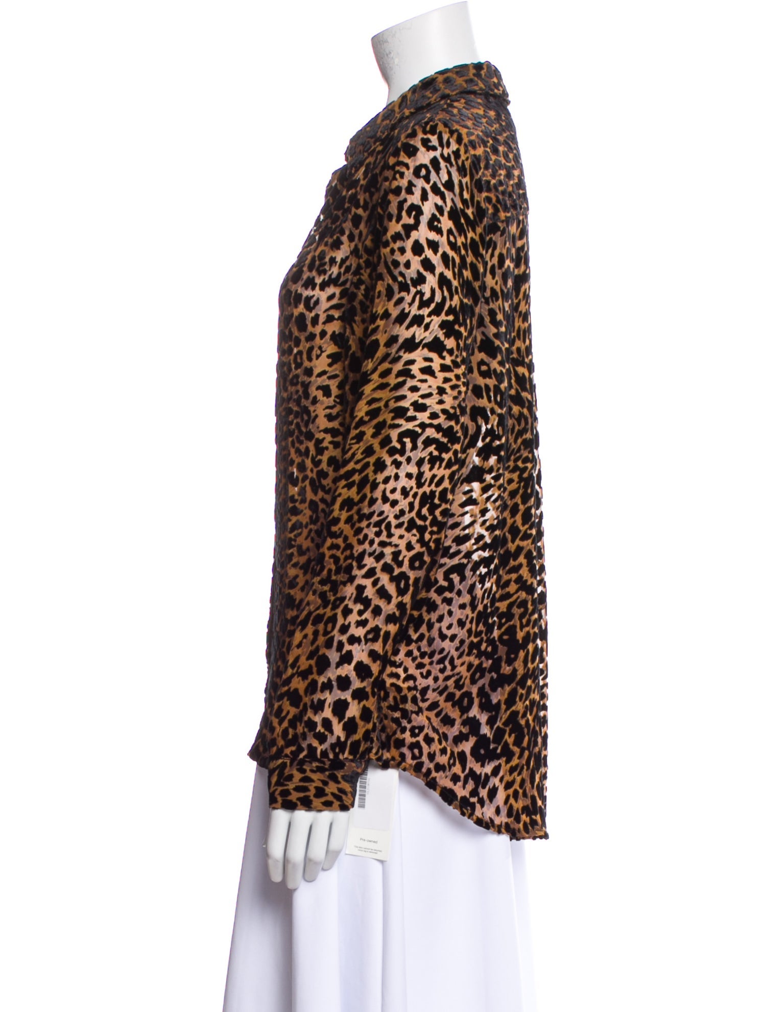 L'Agence Animal Print Long Sleeve Blouse