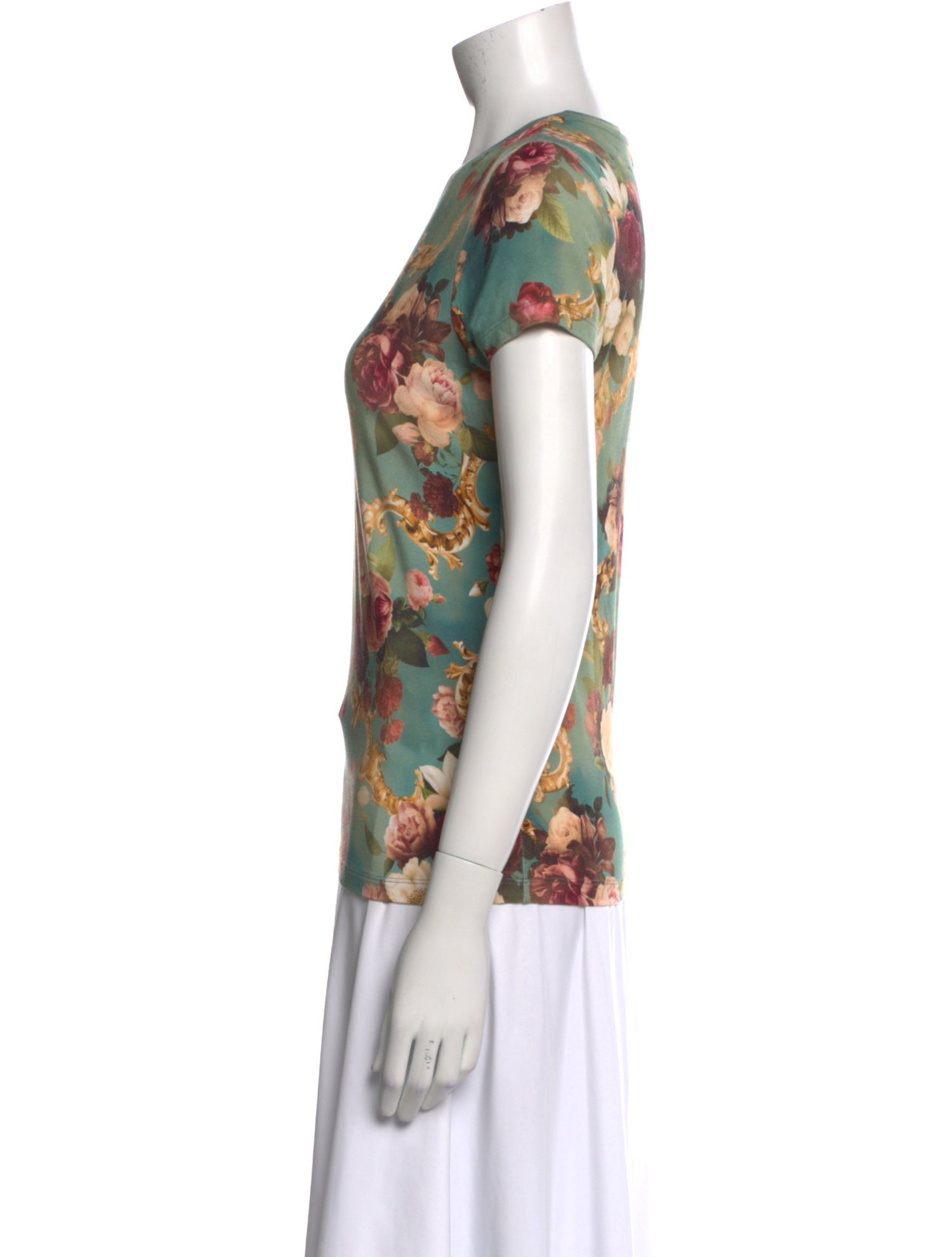L'Agence Floral Print Crew Neck T-Shirt
