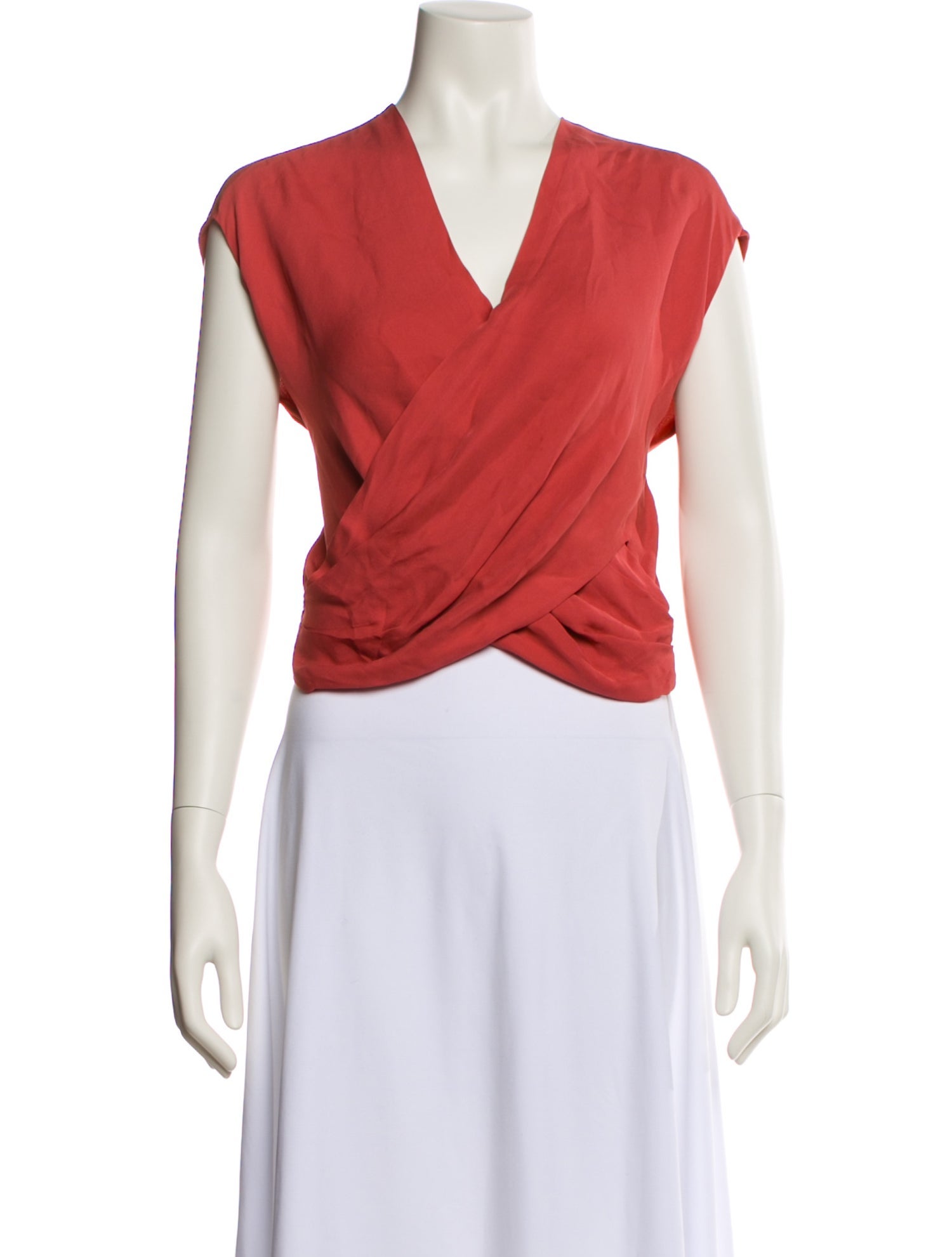 L'Agence Silk V-Neck Crop Top