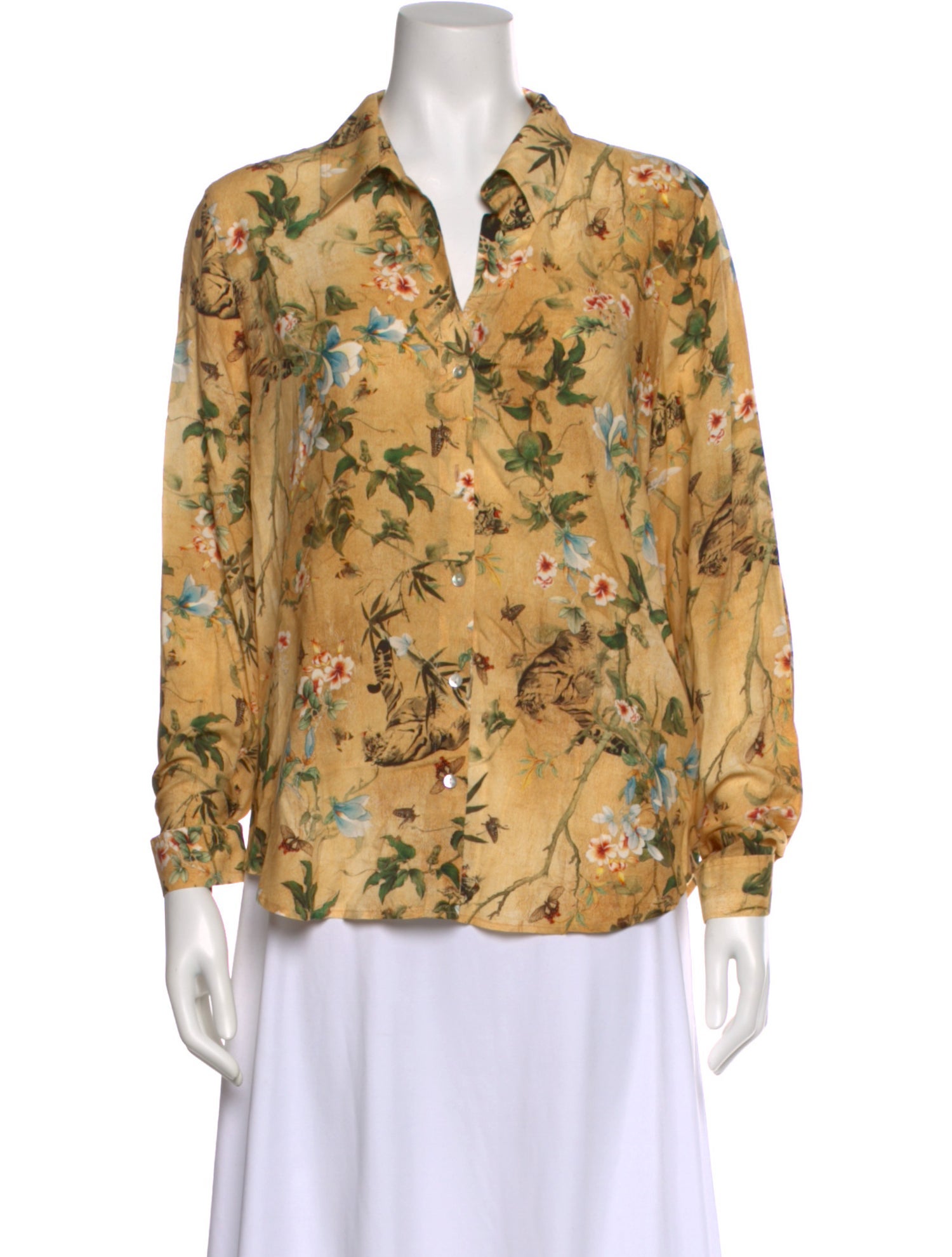 L'Agence Floral Print Long Sleeve Blouse