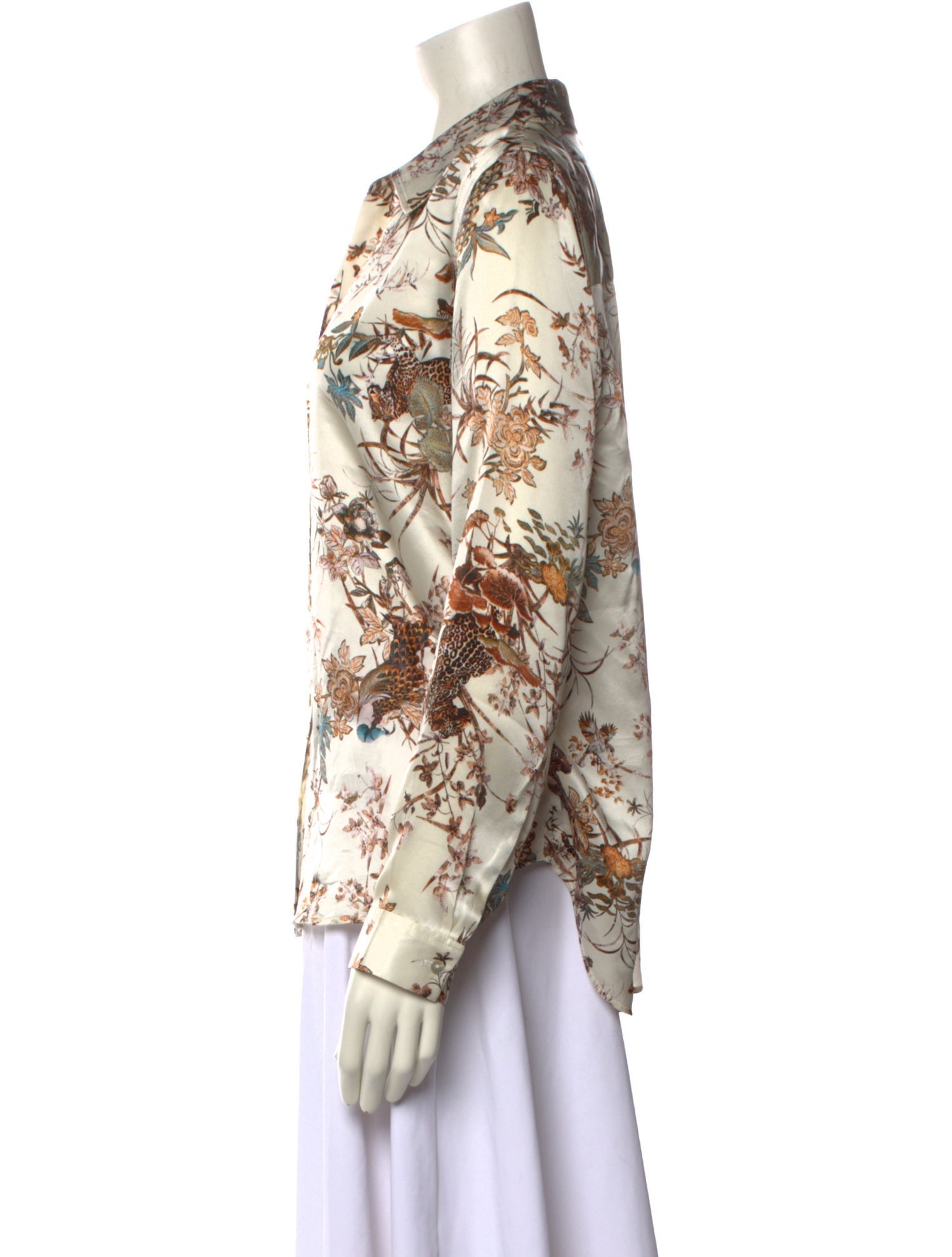 L'Agence Silk Floral Print Blouse