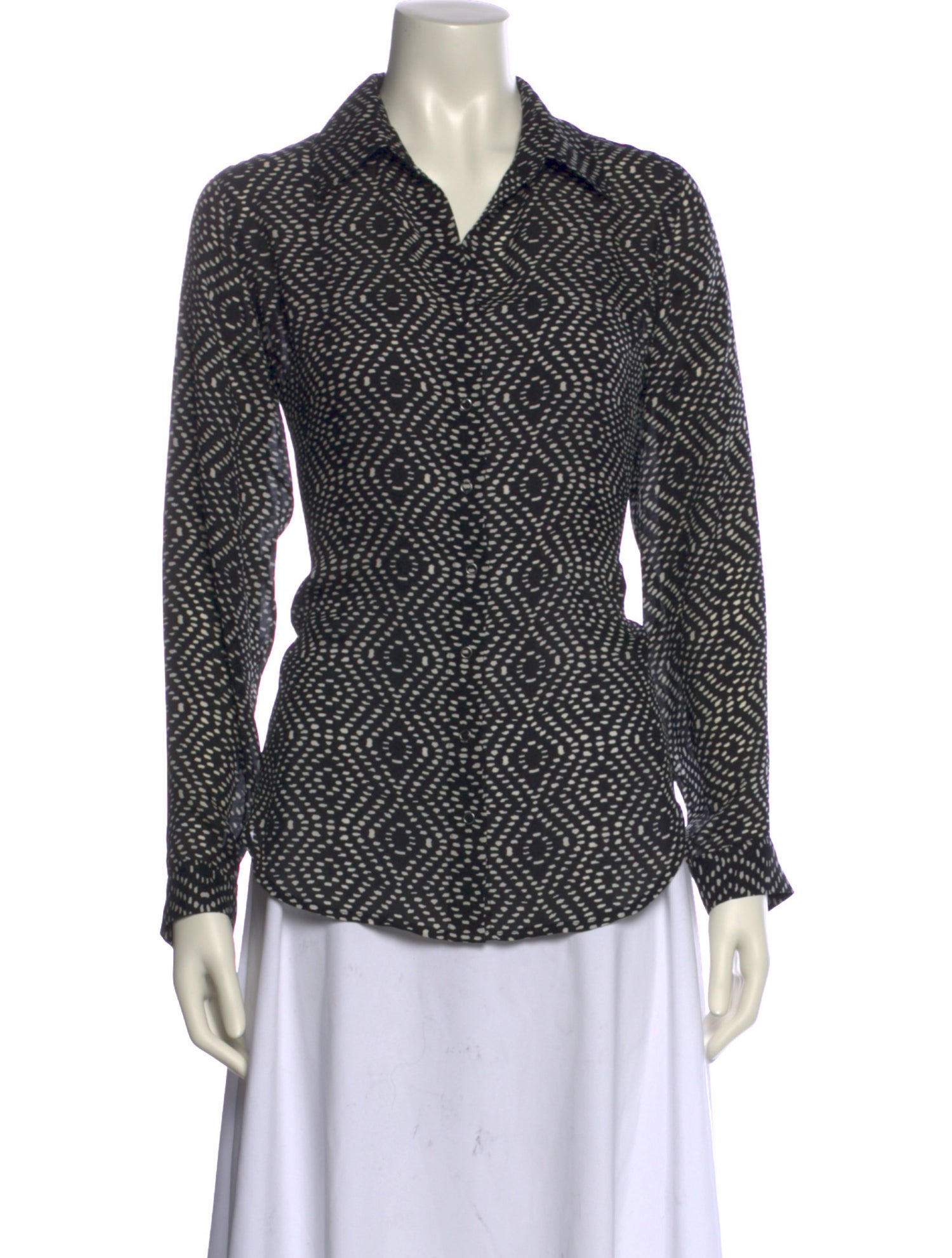 L'Agence Silk Printed Button-Up Top