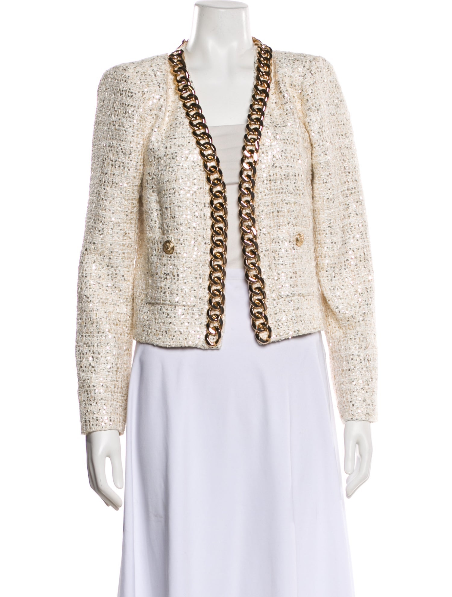 L'Agence Tweed Pattern Evening Jacket