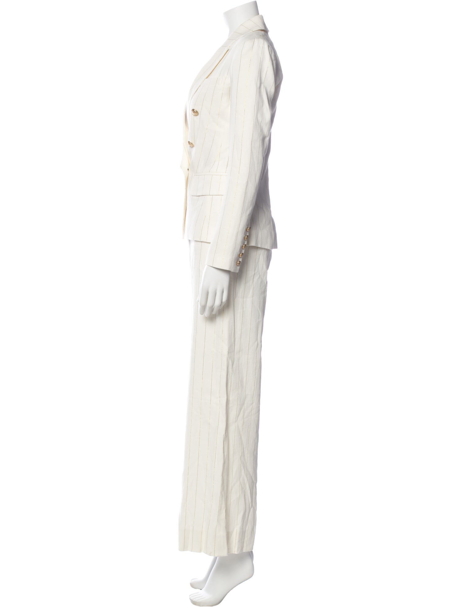 L'Agence Linen Striped Pantsuit