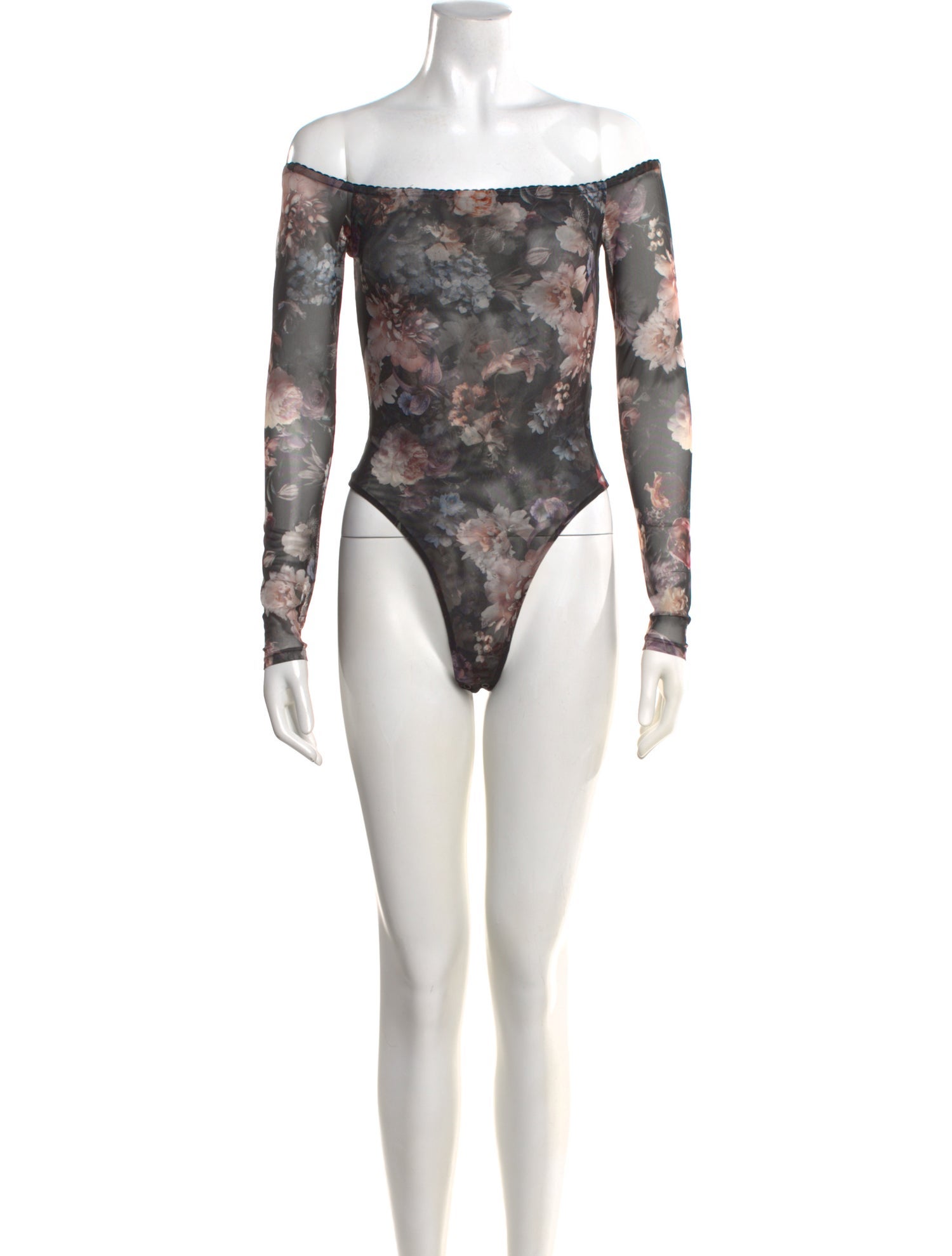 L'Agence Floral Print Off-The-Shoulder Bodysuit w/ Tags