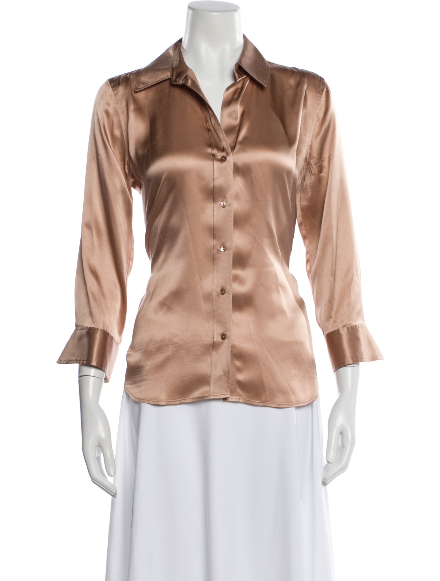L'Agence Silk Three-Quarter Sleeve Blouse