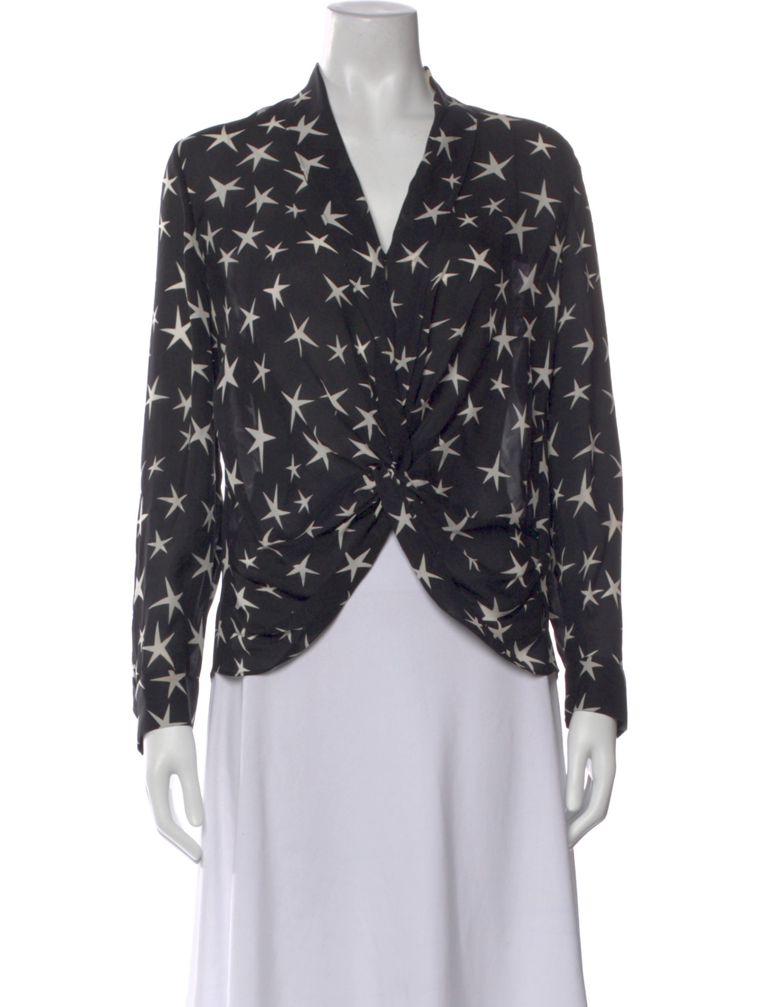 L'Agence Silk Lace Pattern Button-Up Top