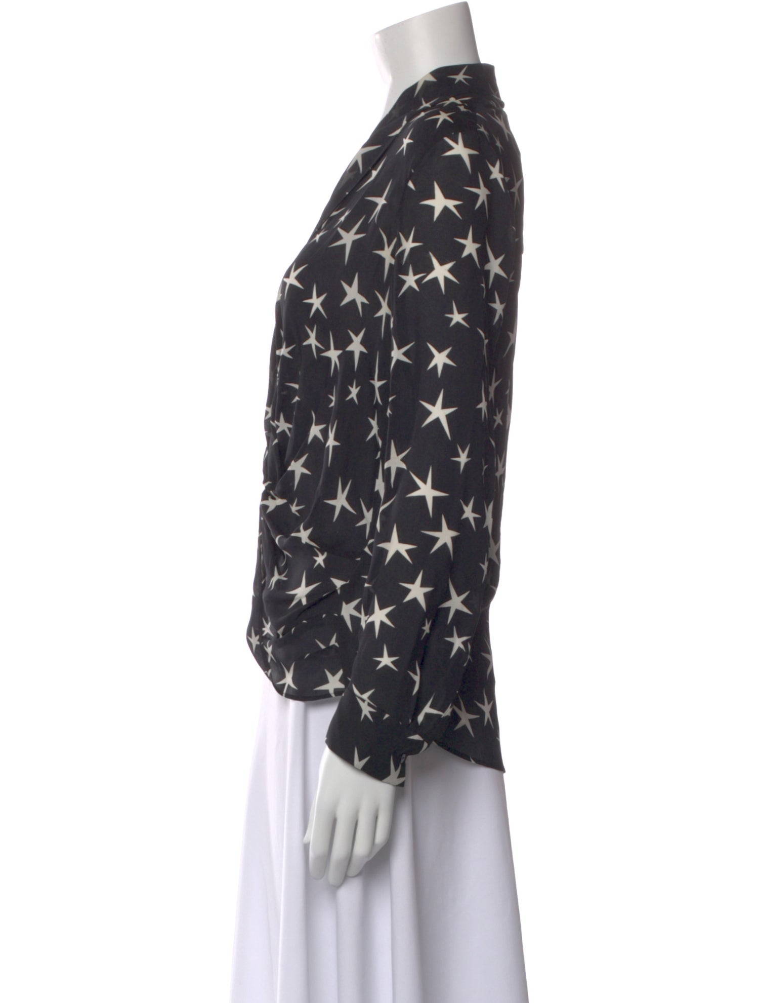L'Agence Silk Lace Pattern Button-Up Top