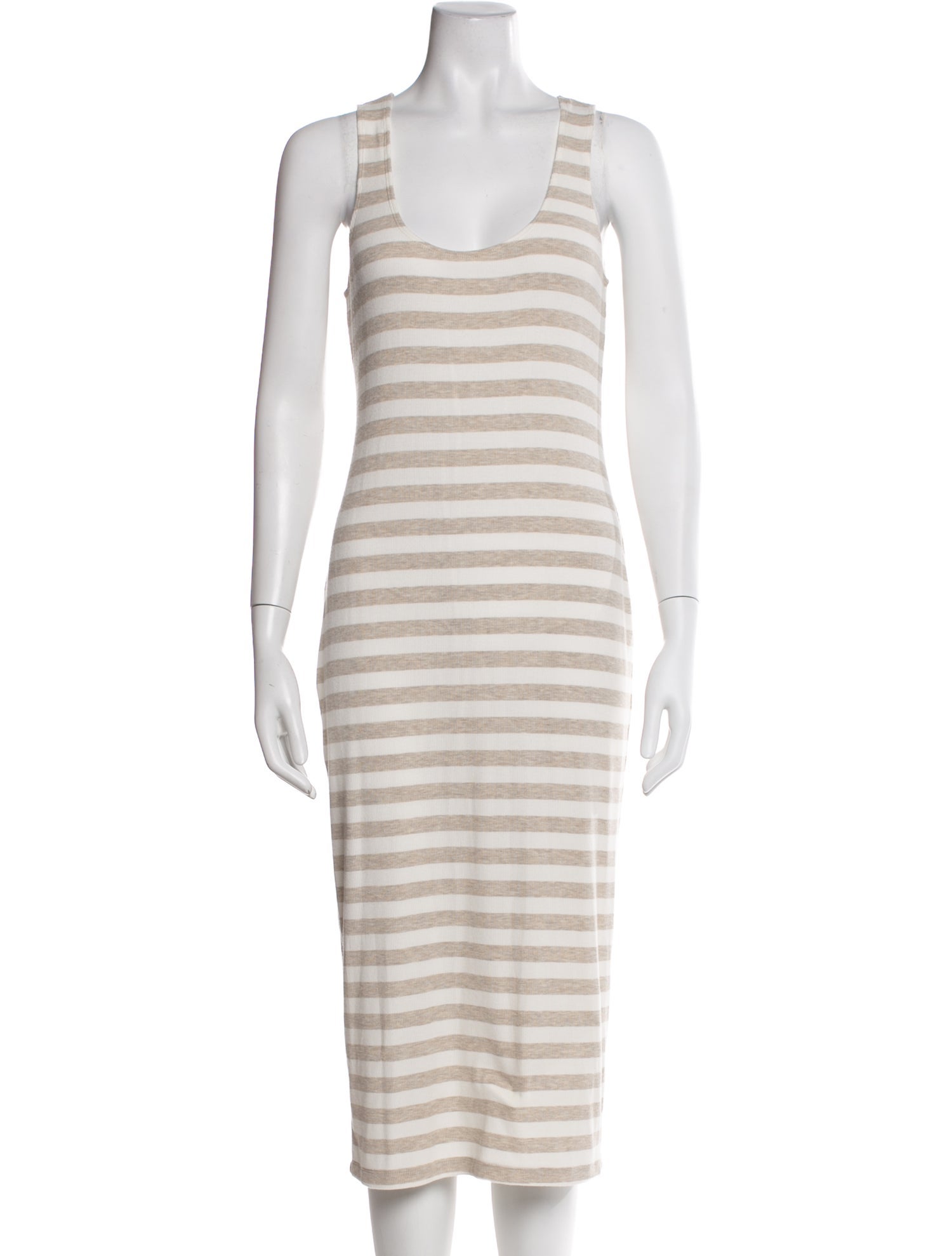 L'Agence Striped Midi Length Dress