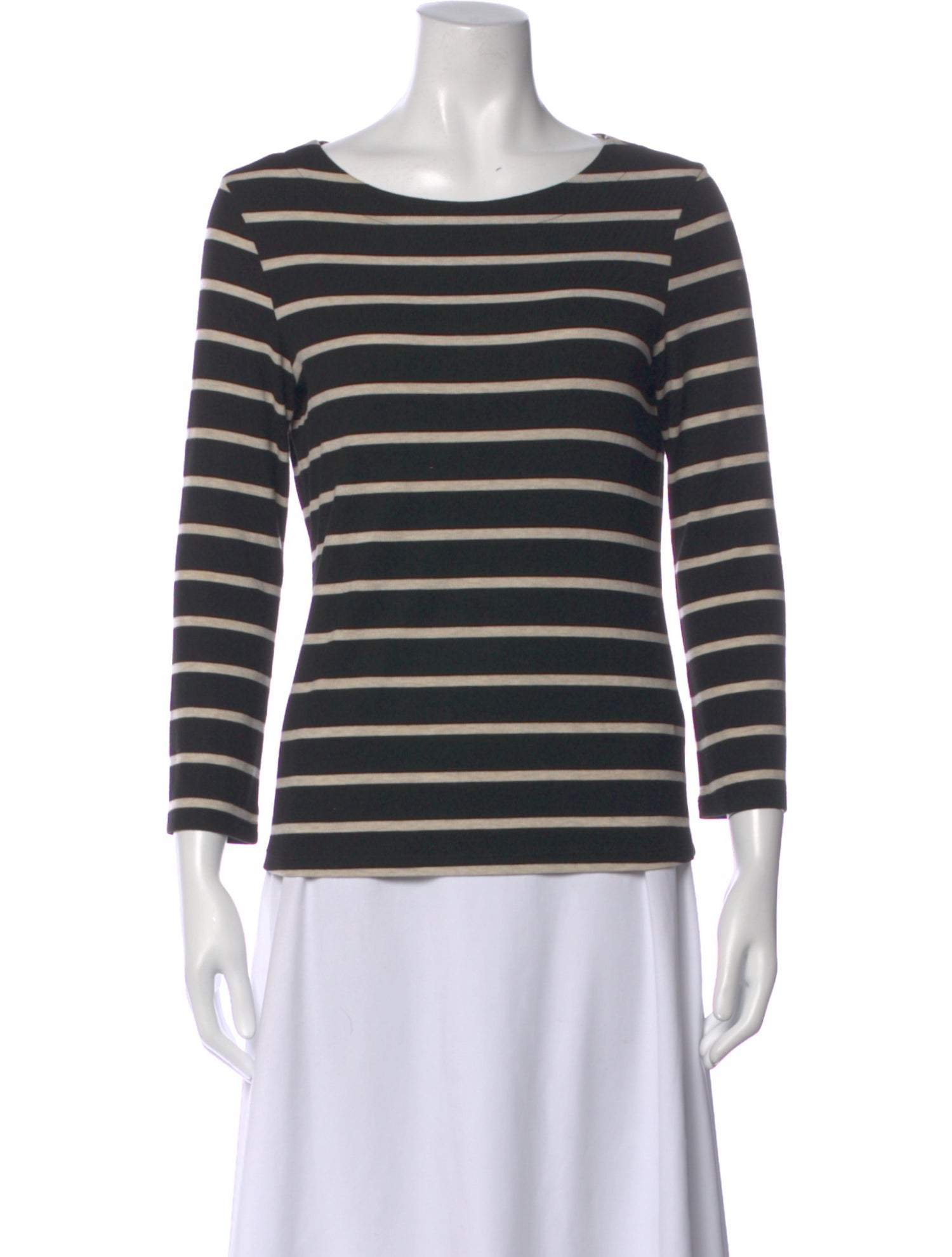 L'Agence Striped Crew Neck Top